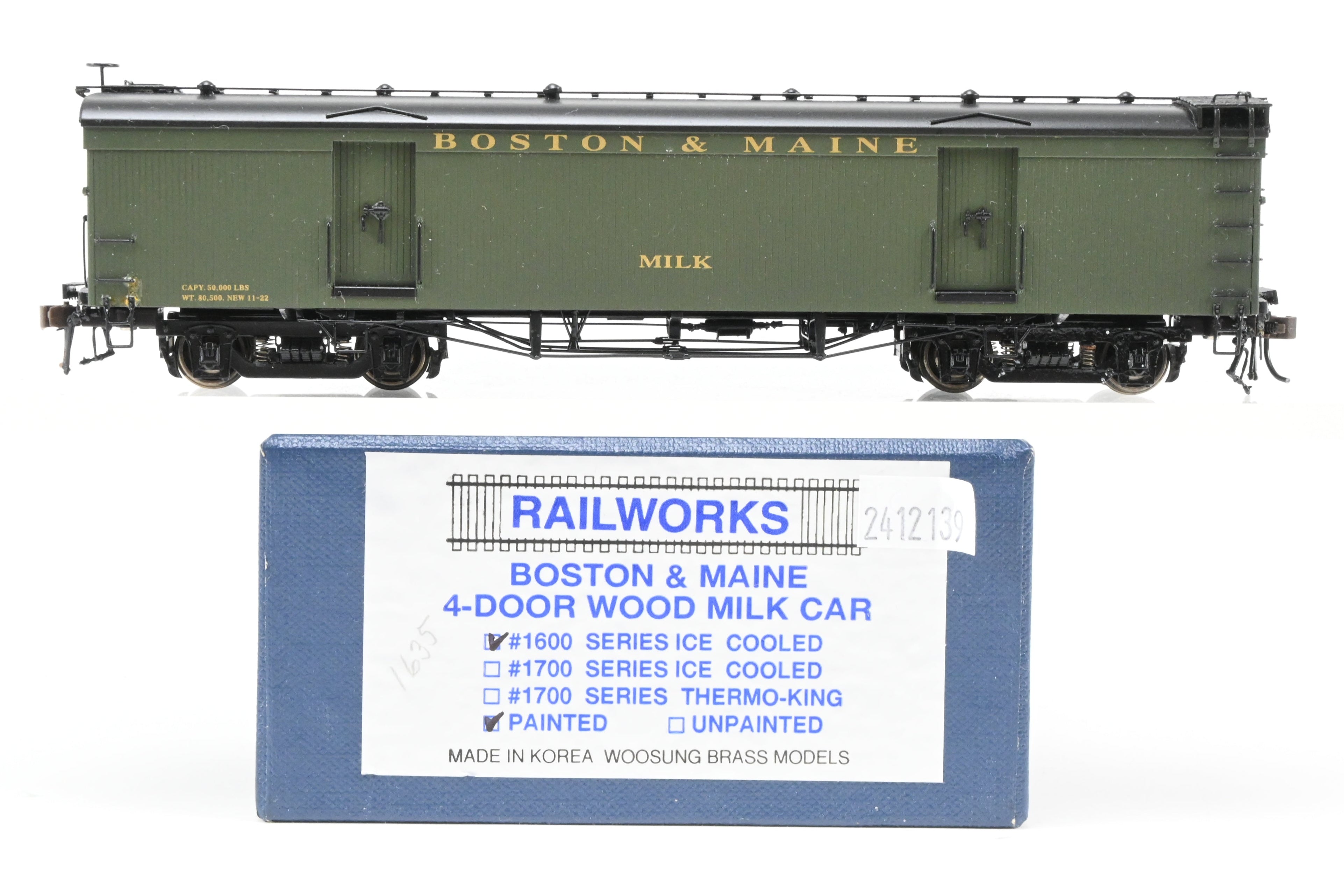 HO Scale Brass Model Railworks B&M - Boston & Maine 4-Door Wood Milk Car 1600 Series Ice Cooled Freight Product