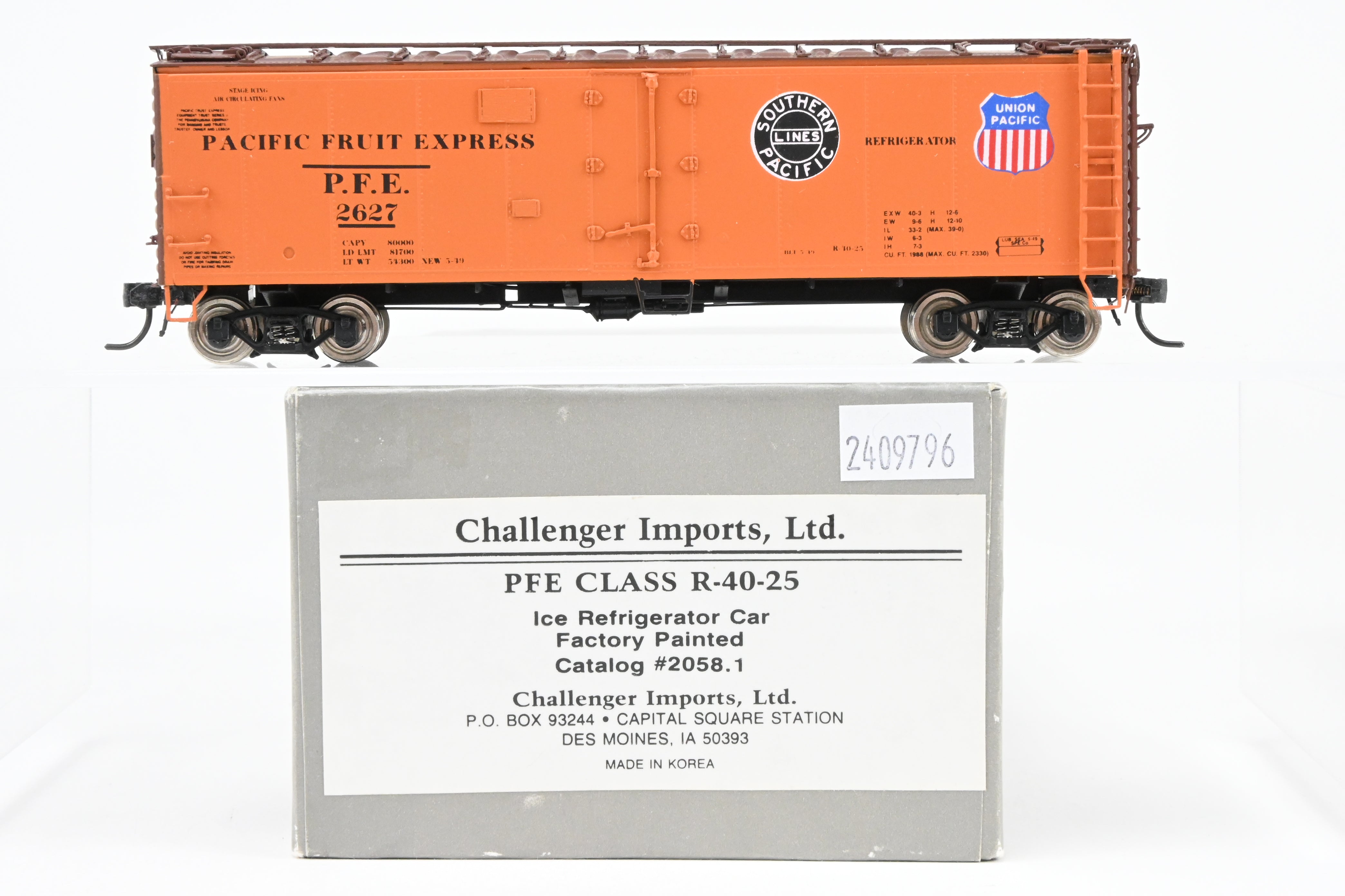 High - Quality HO Scale Brass CIL - Challenger Imports PFE - Pacific Fruit Express R - 40 - 25 Refrigerator Car Model, FP #2627