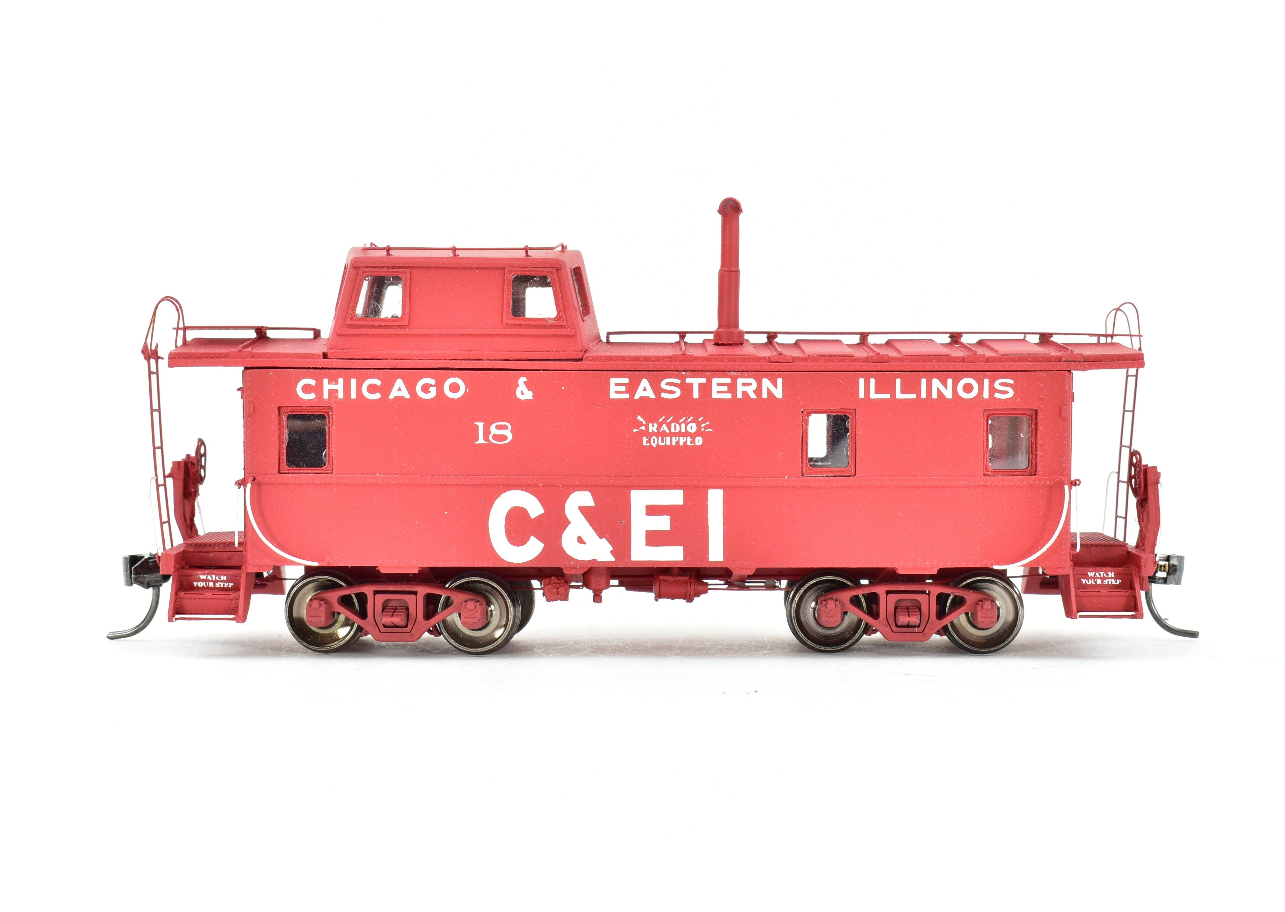 HO Scale Resin Model Railroad Wright Trak Chicago & Eastern Illinois (C&EI) Streamline Cupola Caboose - Custom Built and Professionally Painted