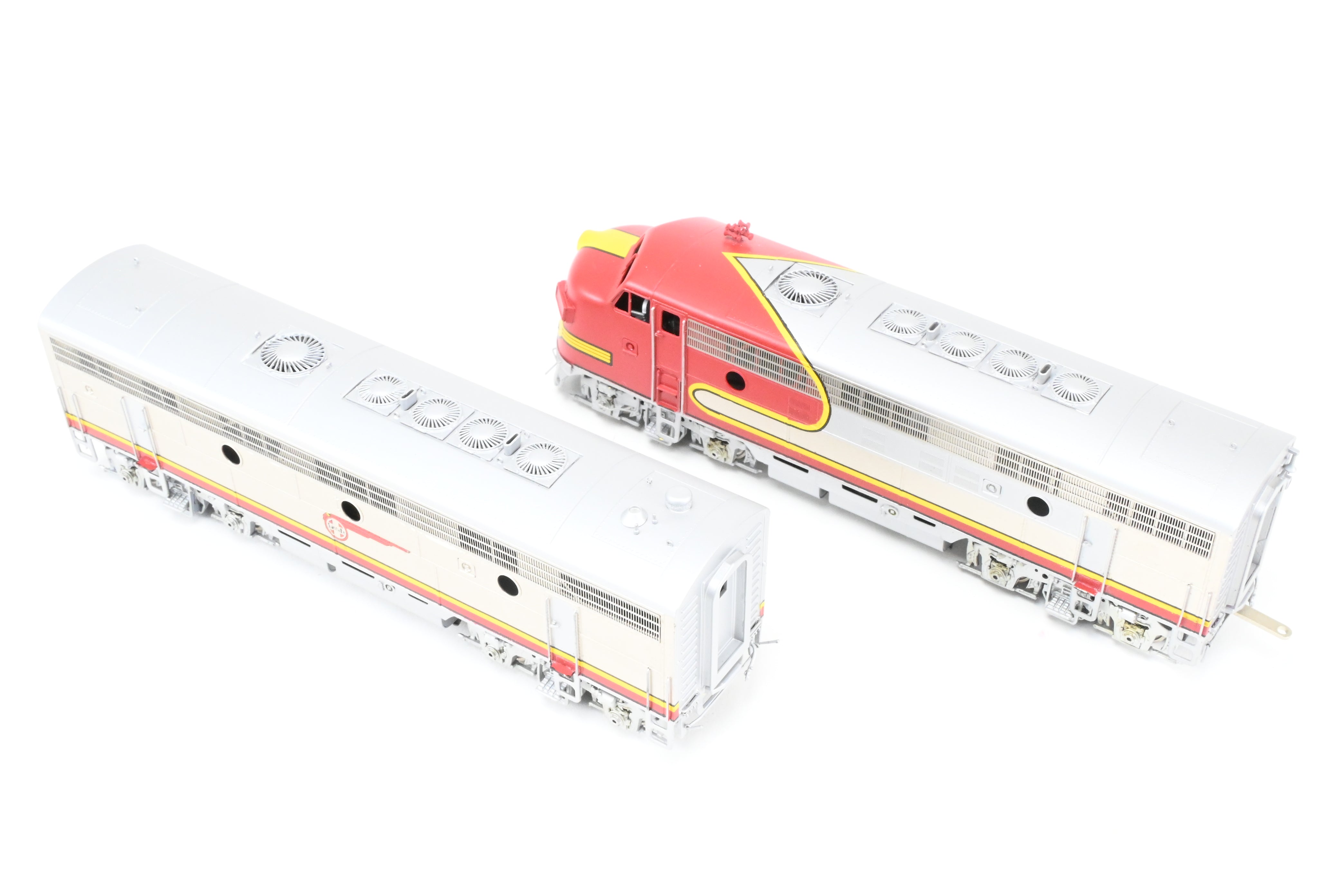 HO Scale Brass Model Train Oriental Limited ATSF - Santa Fe EMD F7 Phase II 1500 HP A/B/B/A Set with Factory Plated and Painted Finish