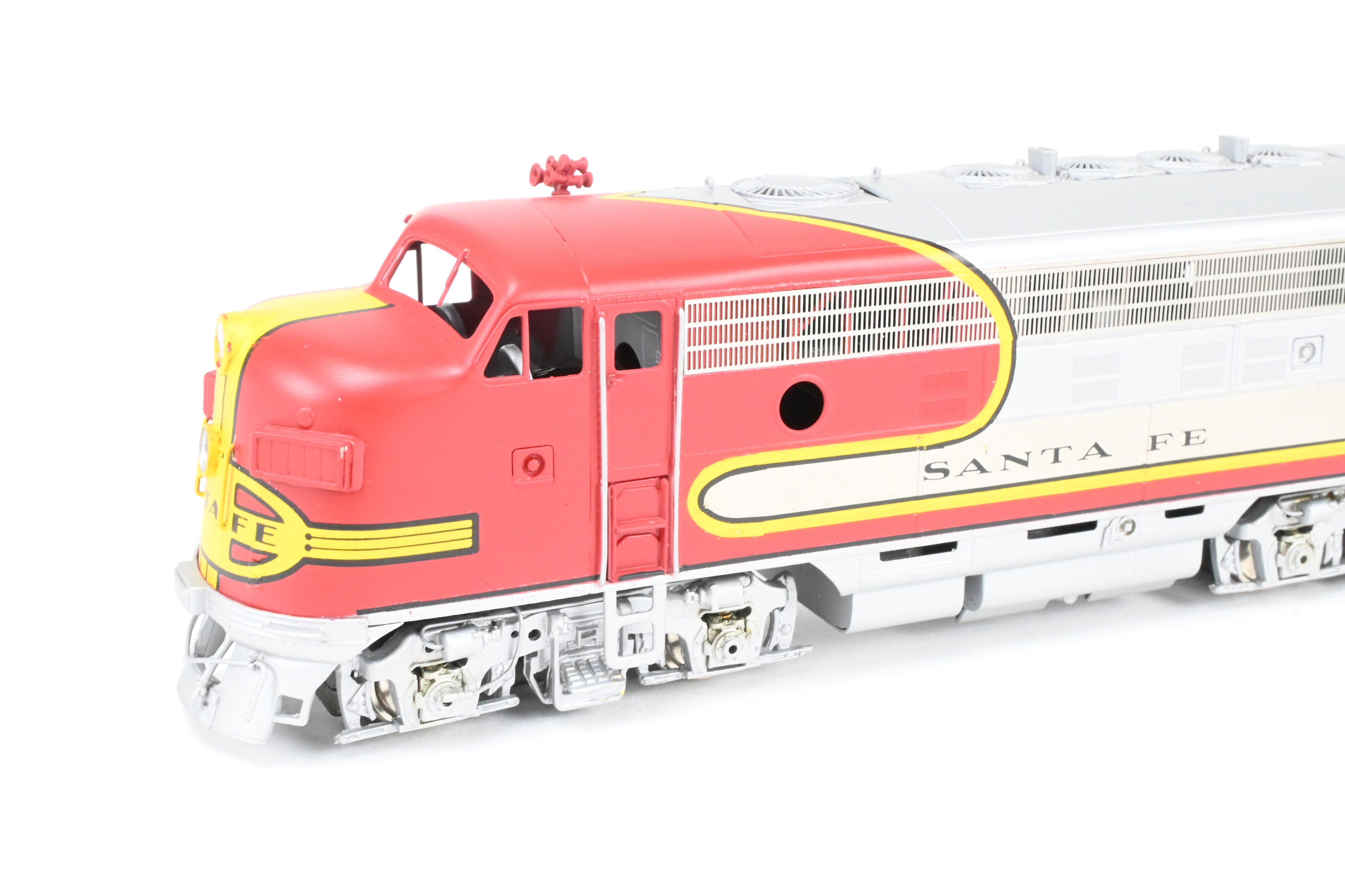 HO Scale Brass Model Train Oriental Limited ATSF - Santa Fe EMD F7 Phase II 1500 HP A/B/B/A Set with Factory Plated and Painted Finish