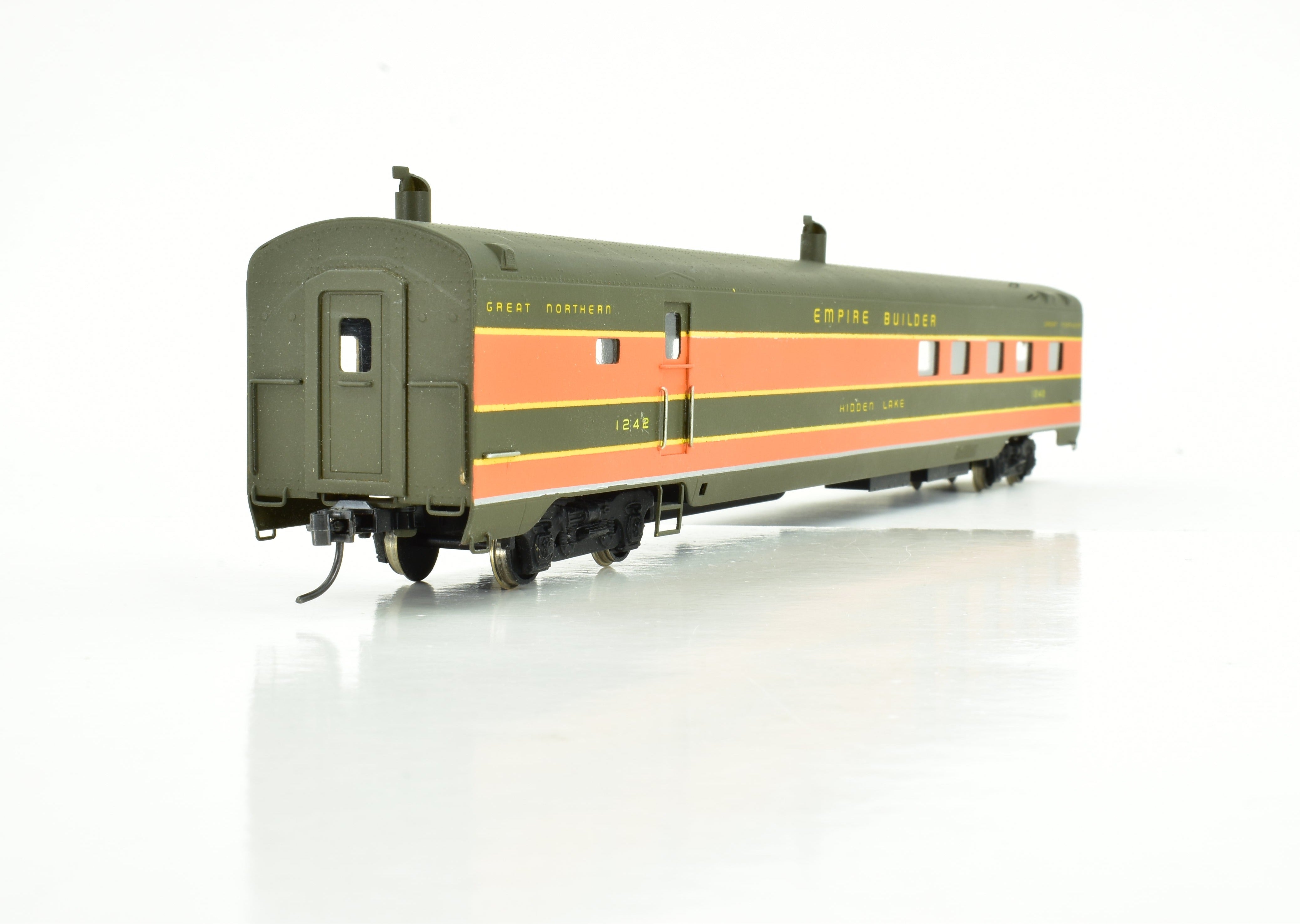 HO Scale Custom Painted Brass Ranch Car Model by S. Soho & Co., Great Northern #1240, Empire Builder No. 1242 'Hidden Lake'
