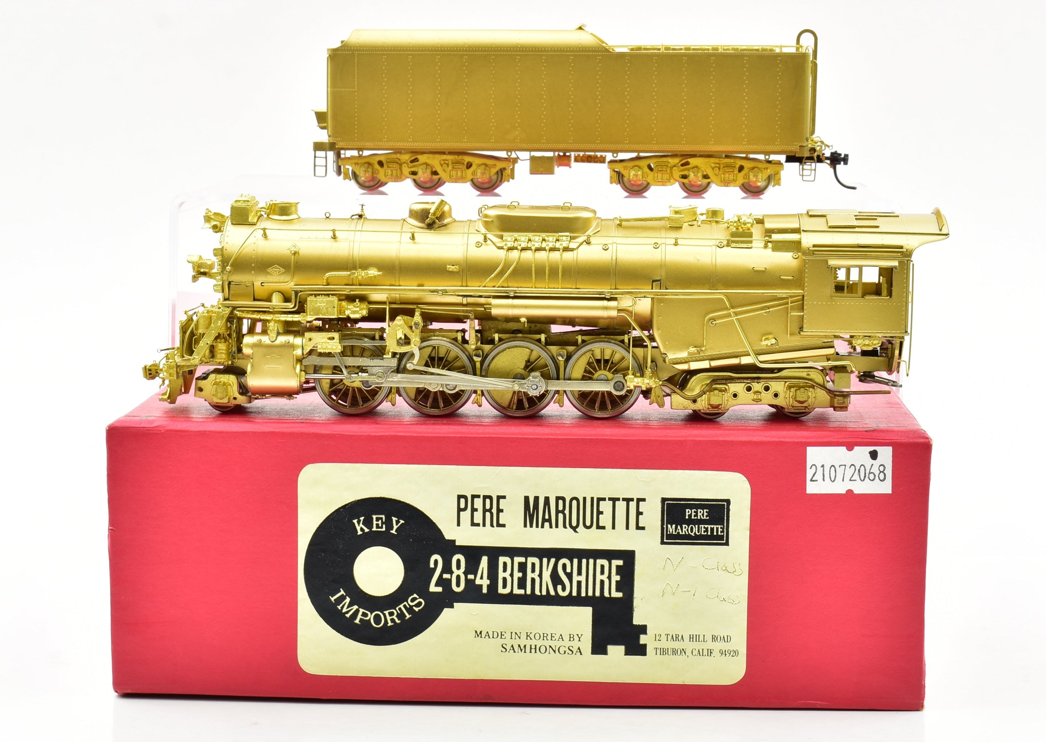 HO Scale Brass Model Train Key Imports PM - Pere Marquette N - 1 2 - 8 - 4 Berkshire Steam Locomotive