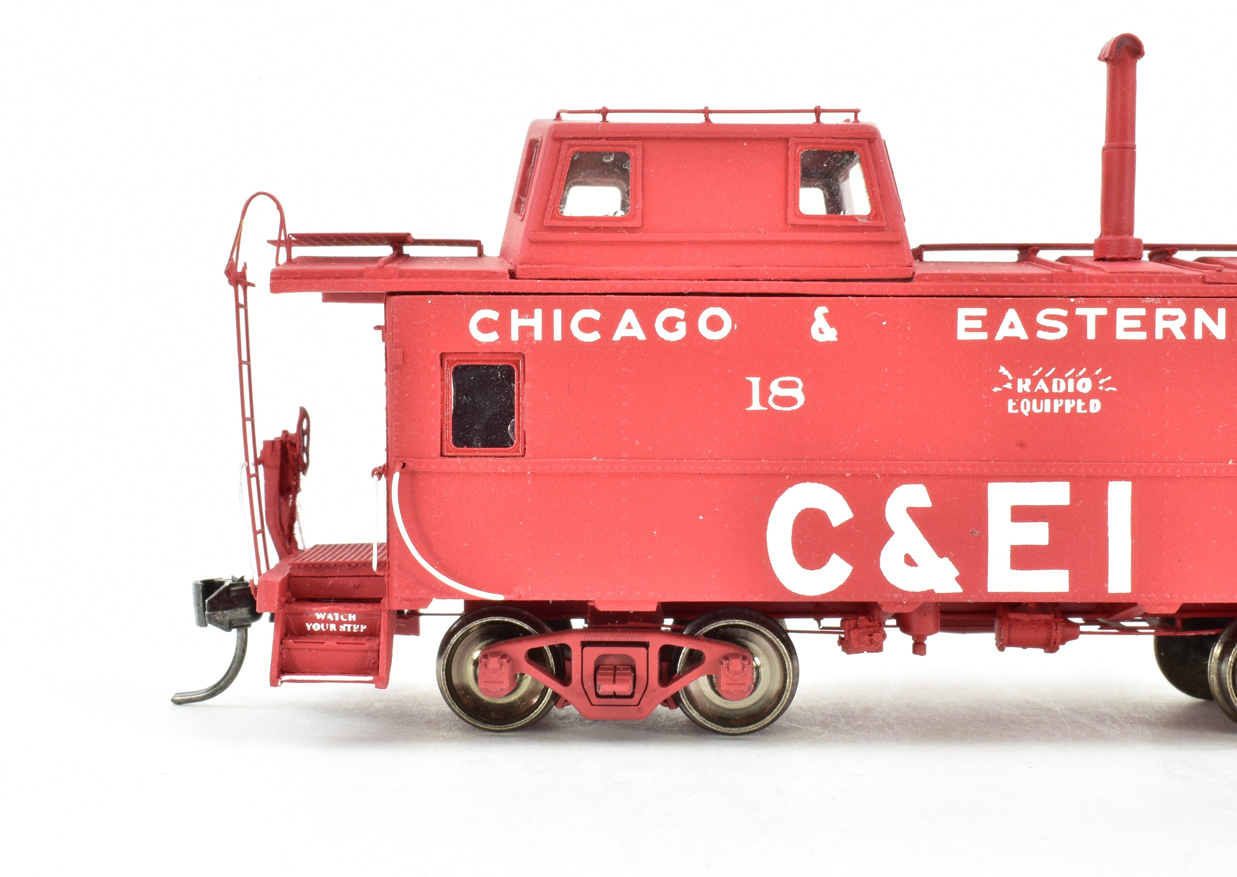 HO Scale Resin Model Railroad Wright Trak Chicago & Eastern Illinois (C&EI) Streamline Cupola Caboose - Custom Built and Professionally Painted