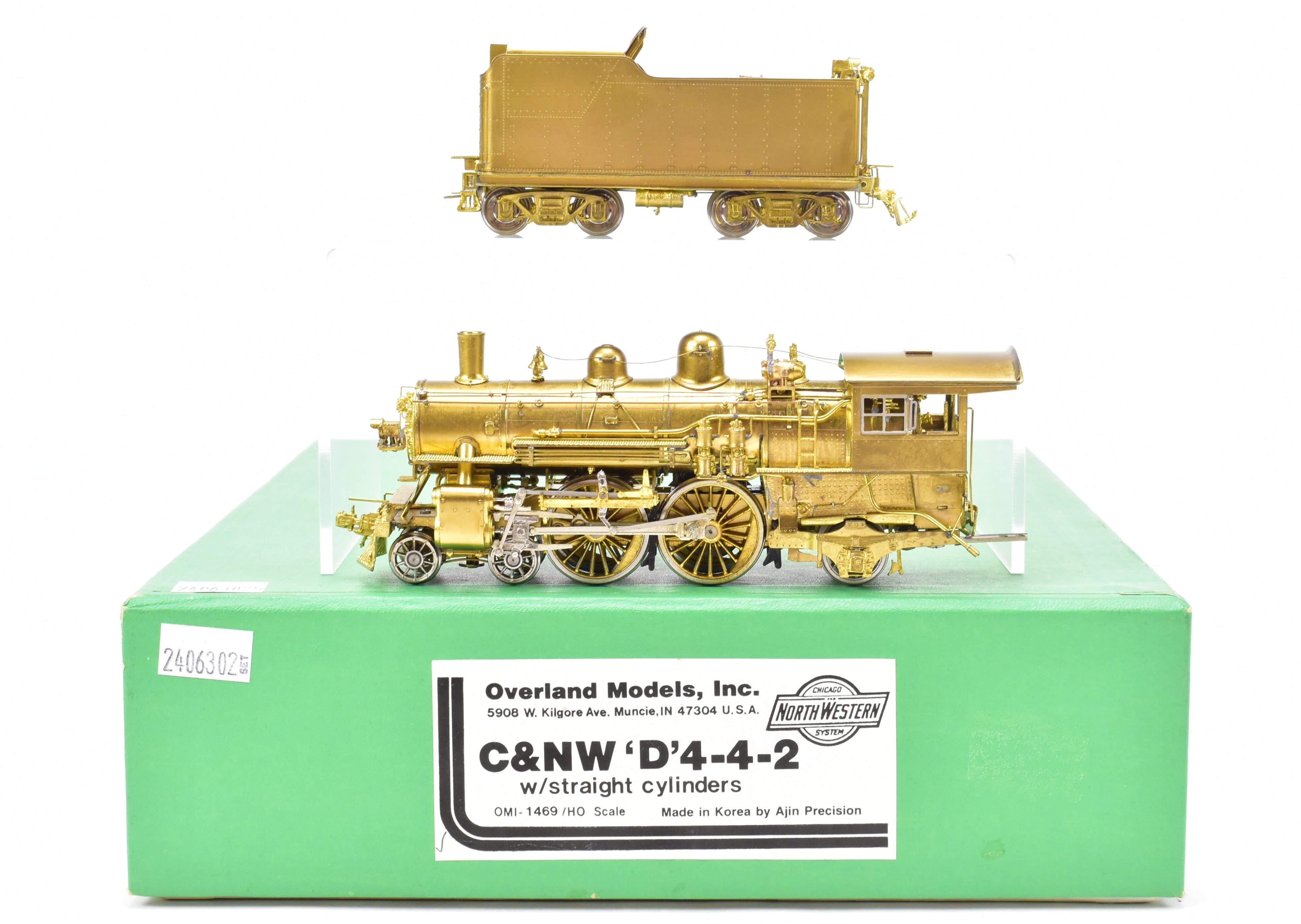 HO Scale Brass Model Train - Overland Models Chicago & North Western D 4-4-2 Atlantic Steam Locomotive