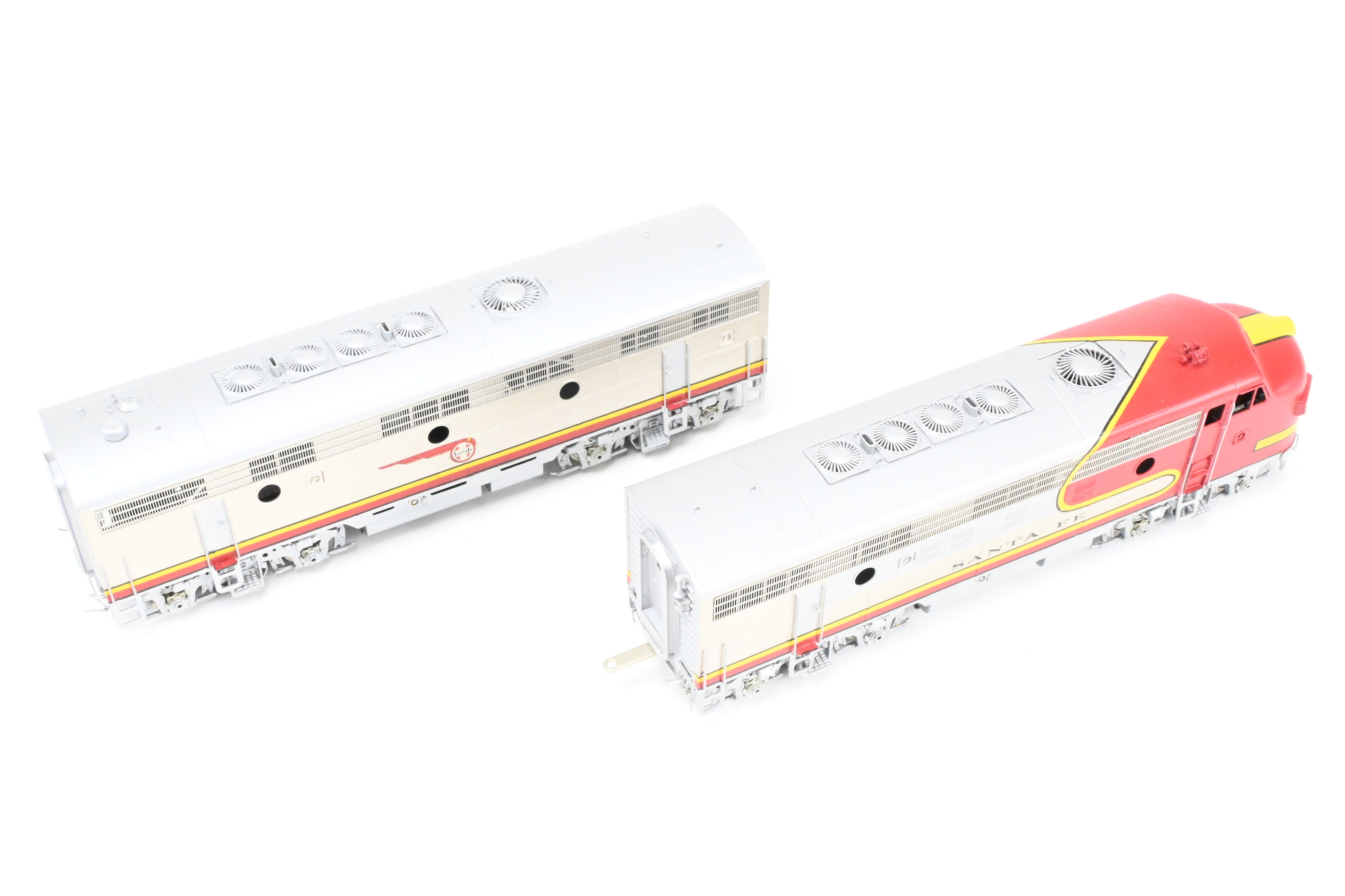 HO Scale Brass Model Train Oriental Limited ATSF - Santa Fe EMD F7 Phase II 1500 HP A/B/B/A Set with Factory Plated and Painted Finish