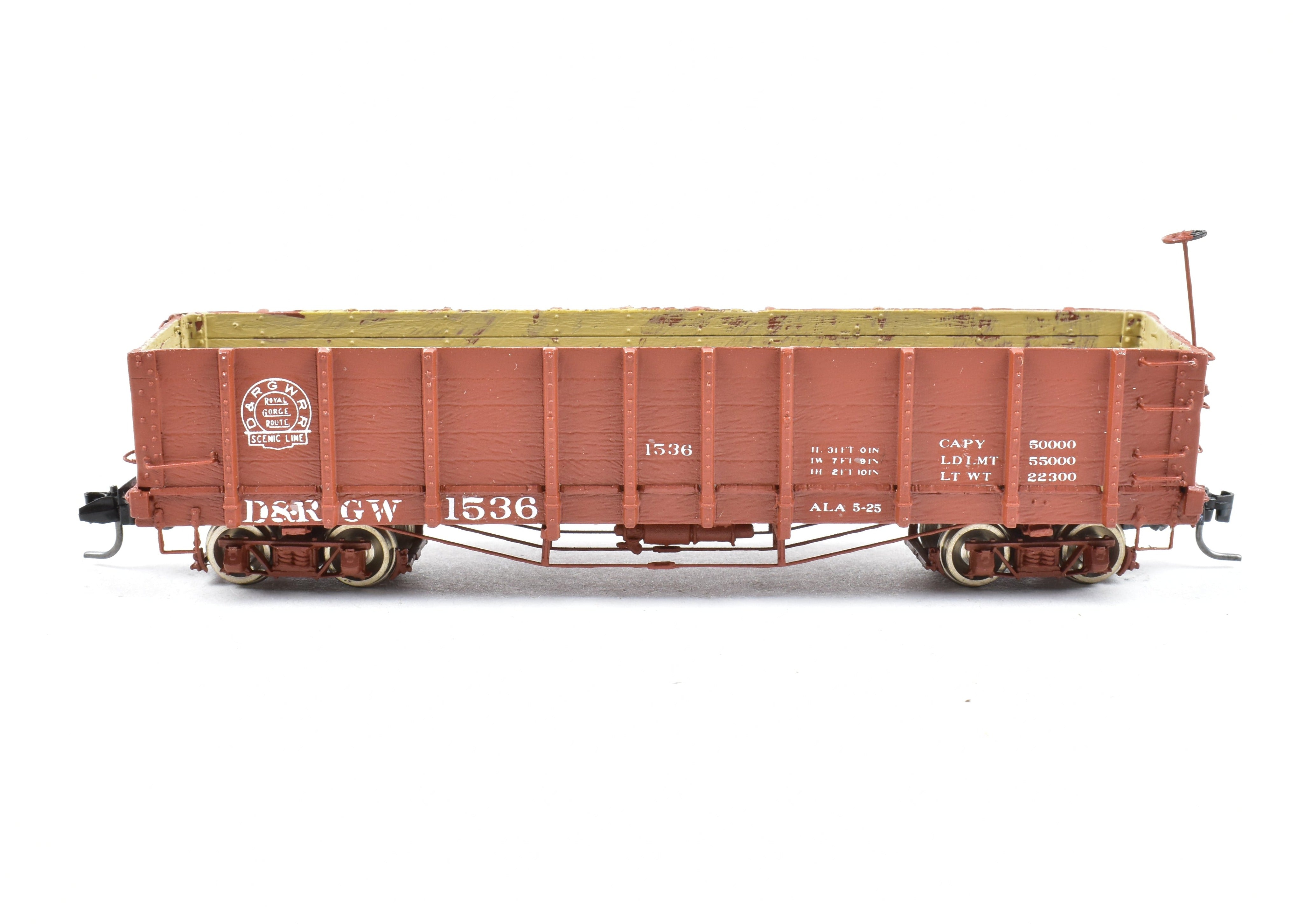 1930s HOn3 Scale Pro - Built Denver & Rio Grande Western (D&RGW) Gondola Model by Leadville Supply Company, Herald #1536