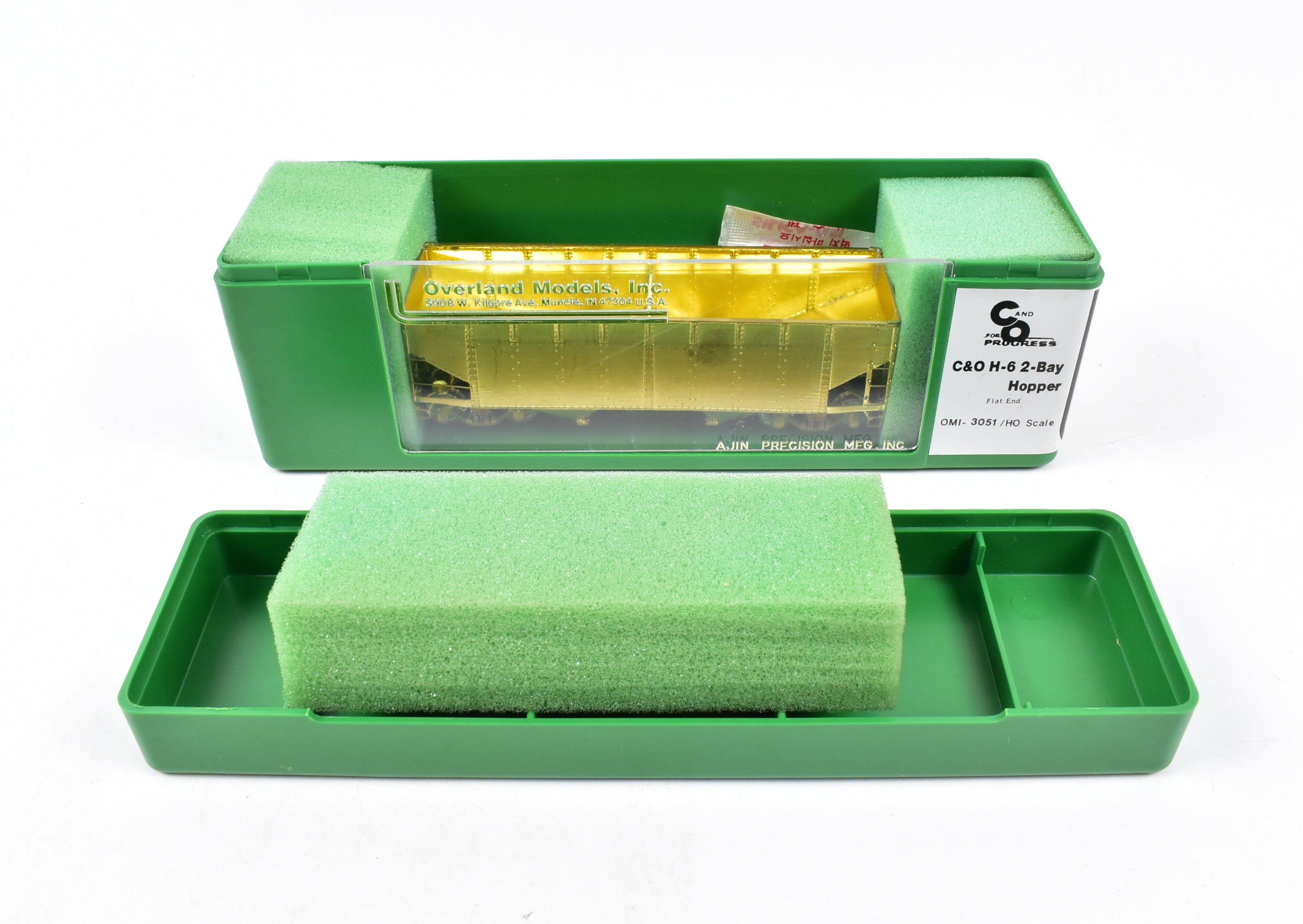 HO Scale Brass Freight Car - Overland Models, Inc. Chesapeake & Ohio (C&O) H-6 2 Bay Hopper Model