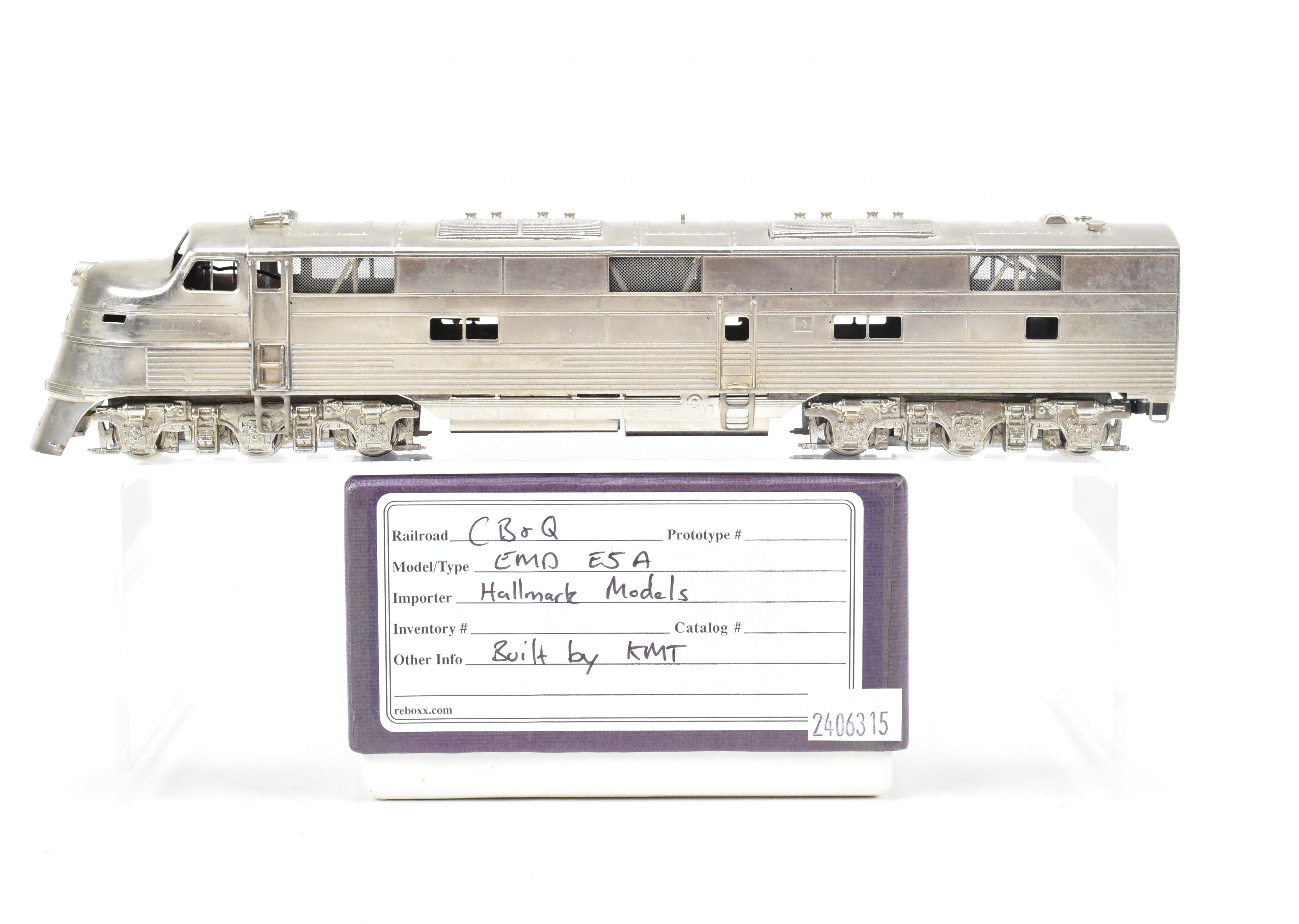HO Scale Brass Hallmark Models CB&Q Burlington Route EMD E5 Single A-Unit ReBoxx