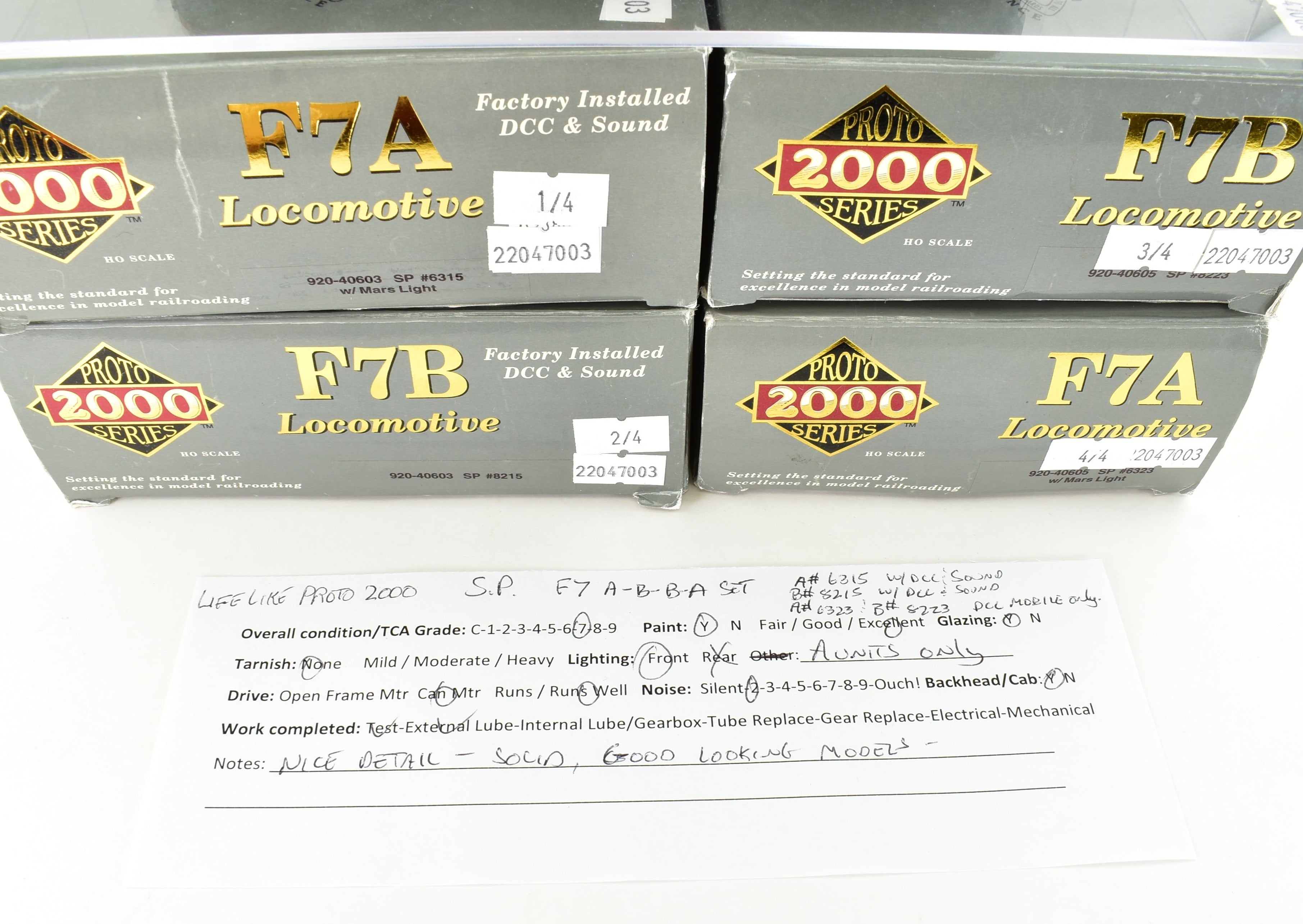 HO Life-Like Proto 2000 Southern Pacific 4-Unit EMD F7 Set with DCC & Sound
