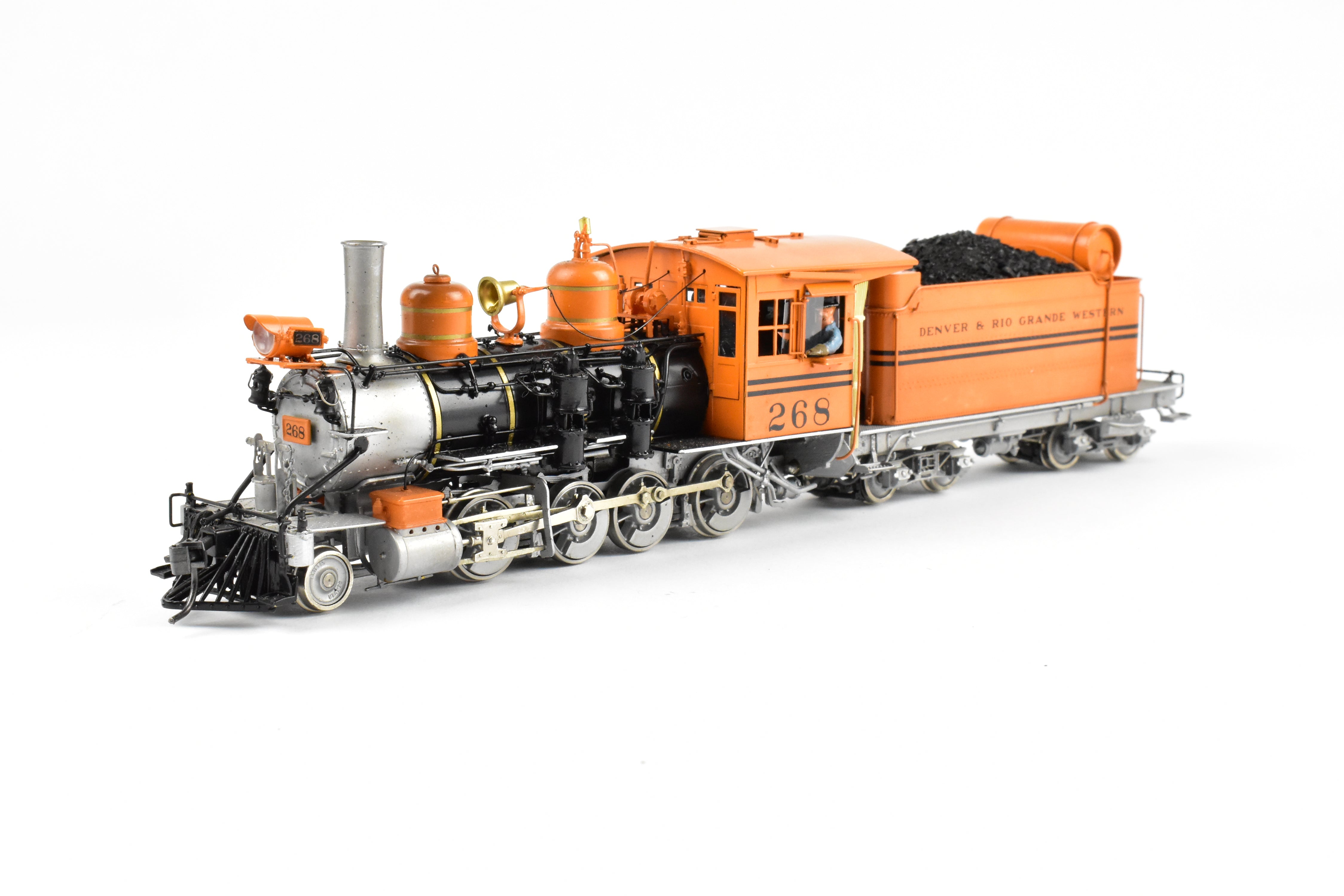 1989 Sn3 Brass Steam Locomotive Milestone Models D&RGW - Denver & Rio Grande Western Class C - 16 2 - 8 - 0 #268 with Bumblebee Scheme in Excellent Condition