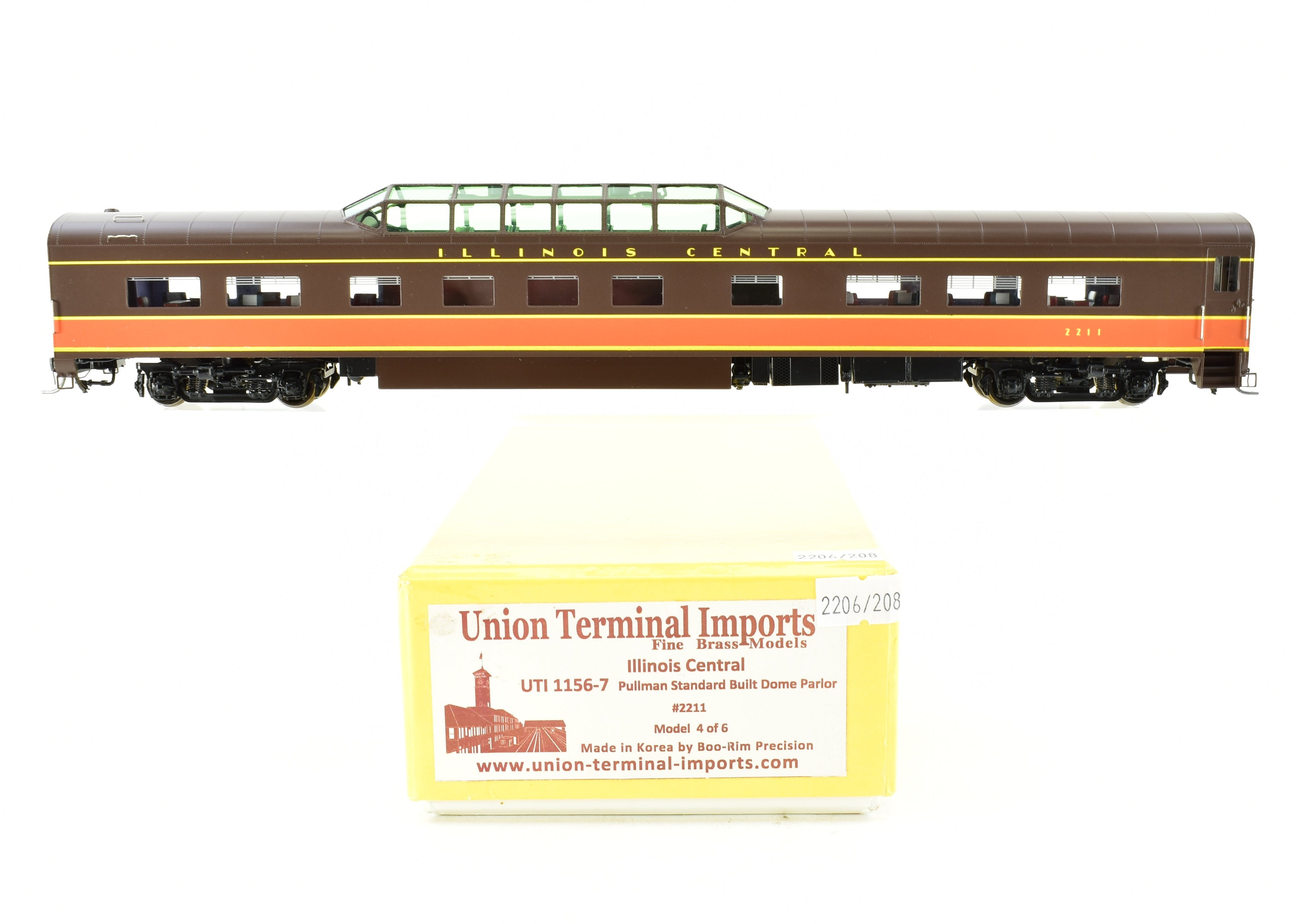 HO Scale Brass Union Terminal Imports No. 1156-7 Illinois Central Parlor Car FP 2211