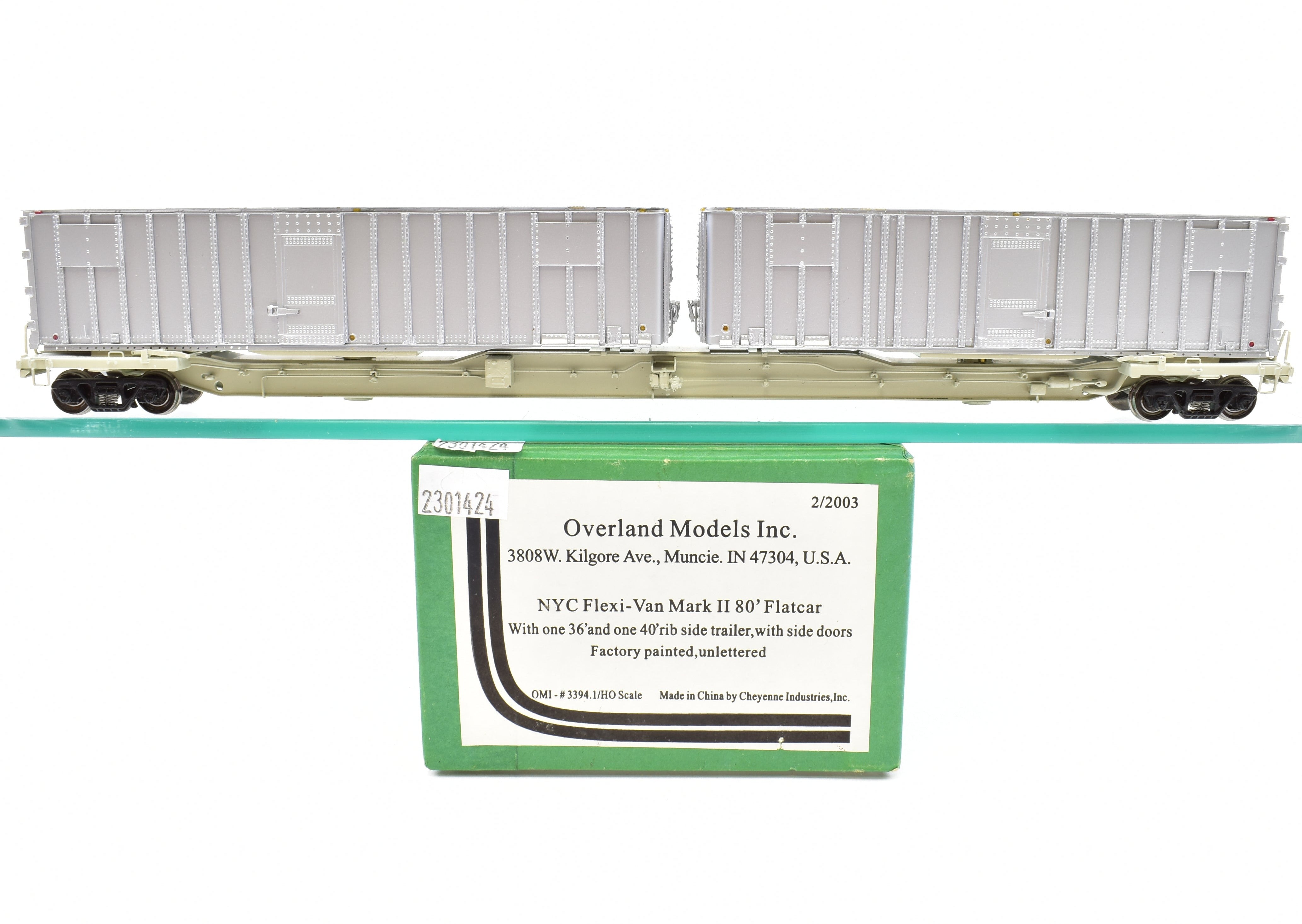 HO Scale Brass NYC - New York Central Flexi - Van Mk II 80' Flat Car with Trailers from Overland Models, Inc. (FP)