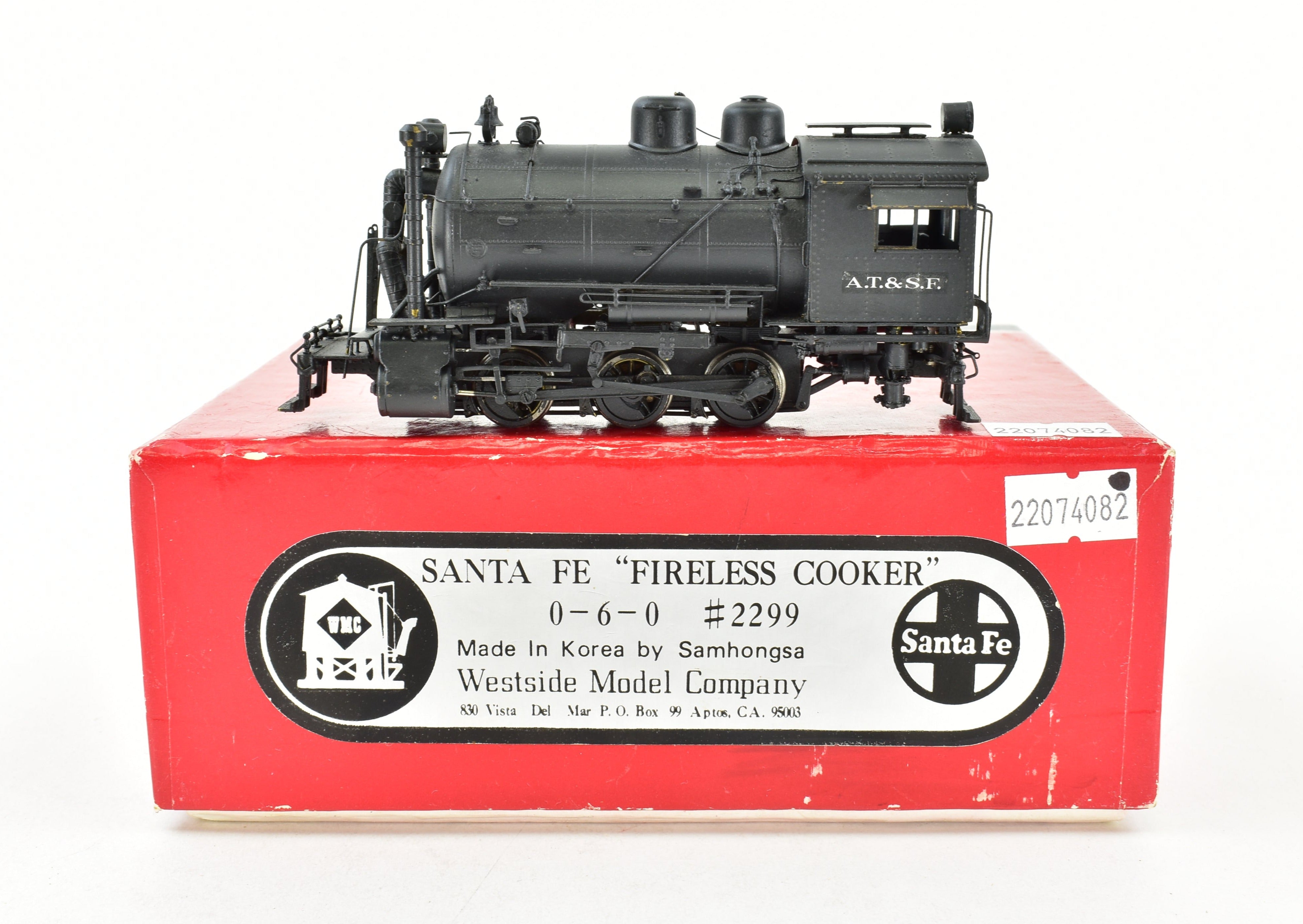 HO Scale Brass Model Train - Westside Model Co. ATSF - Santa Fe 0-6-0T Fireless Cooker #2299 with Custom Painted Finish