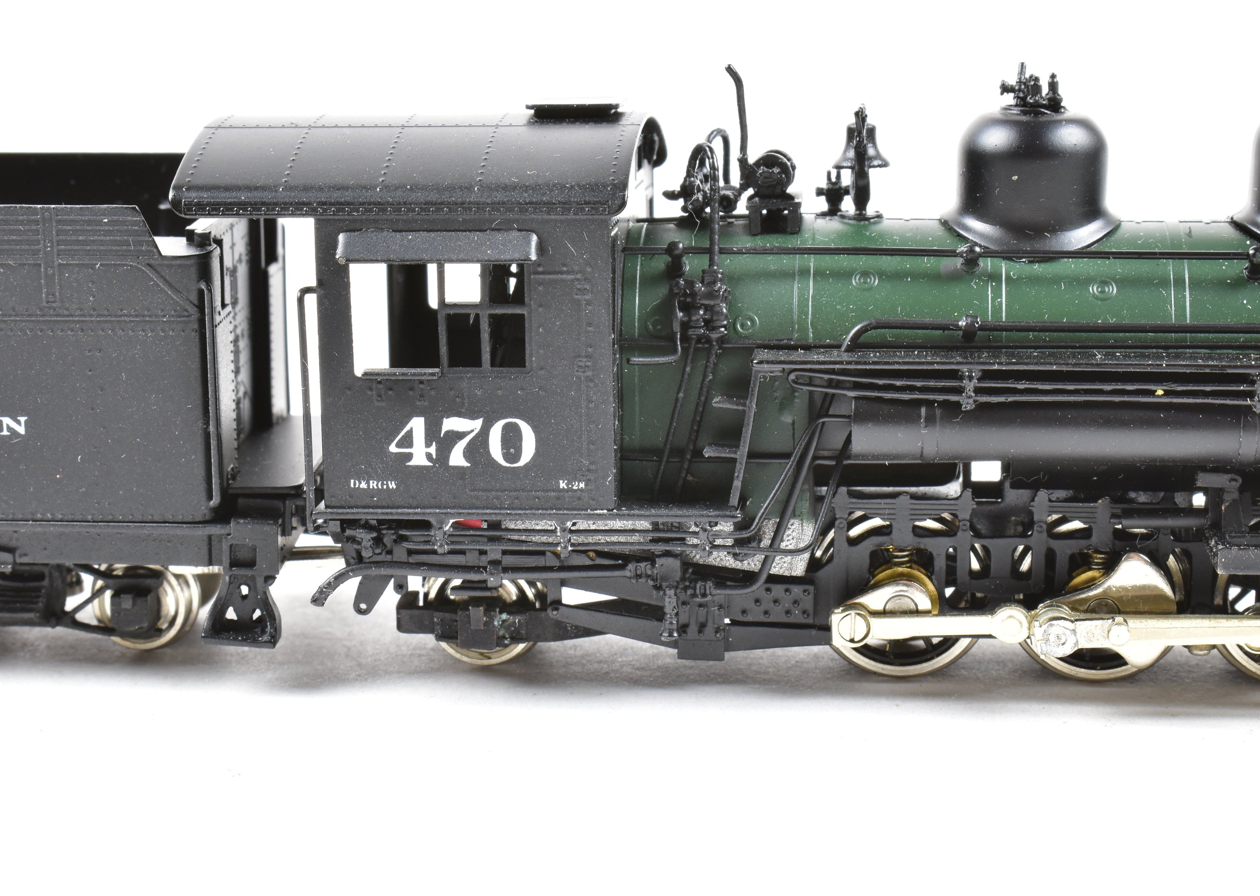 HOn3 Scale Brass Model Train - Sunset Models D&RGW (Denver & Rio Grande Western) K - 28 2 - 8 - 2 Steam Locomotive, Factory Painted No. 470