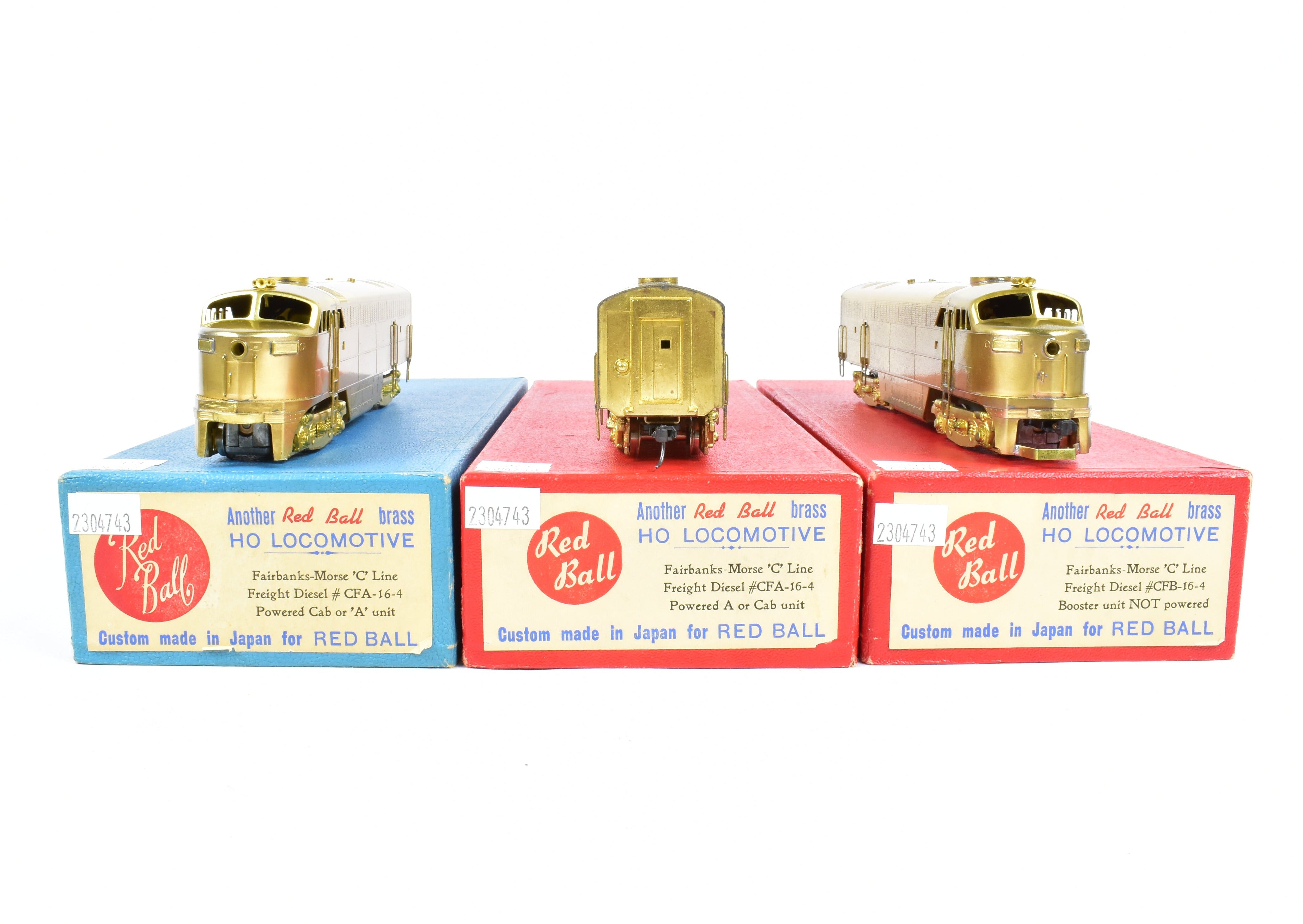 HO Scale Brass Red Ball Model Train Set - Various Roads, Fairbanks Morse CFA - 16 - 4 A - B - A C - Liner 3 - Unit Set for Model Train Enthusiasts