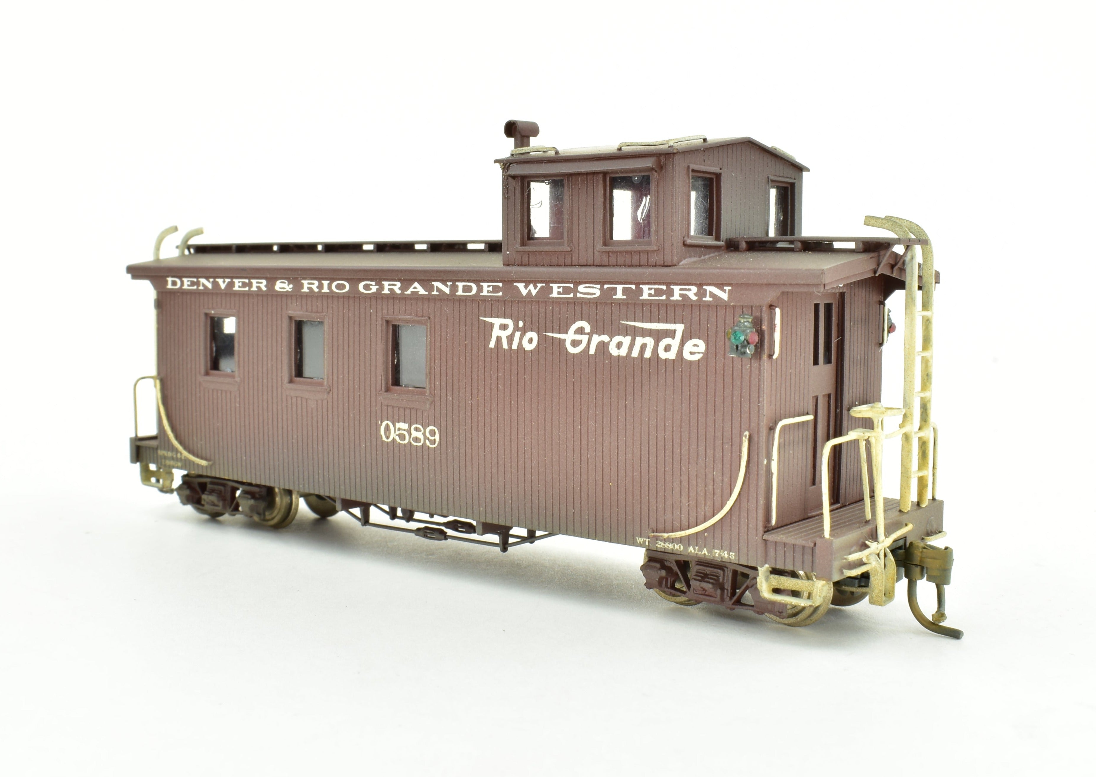 HOn3 Custom - Painted Brass Westside Model Co. D&RGW Long Caboose 0589
