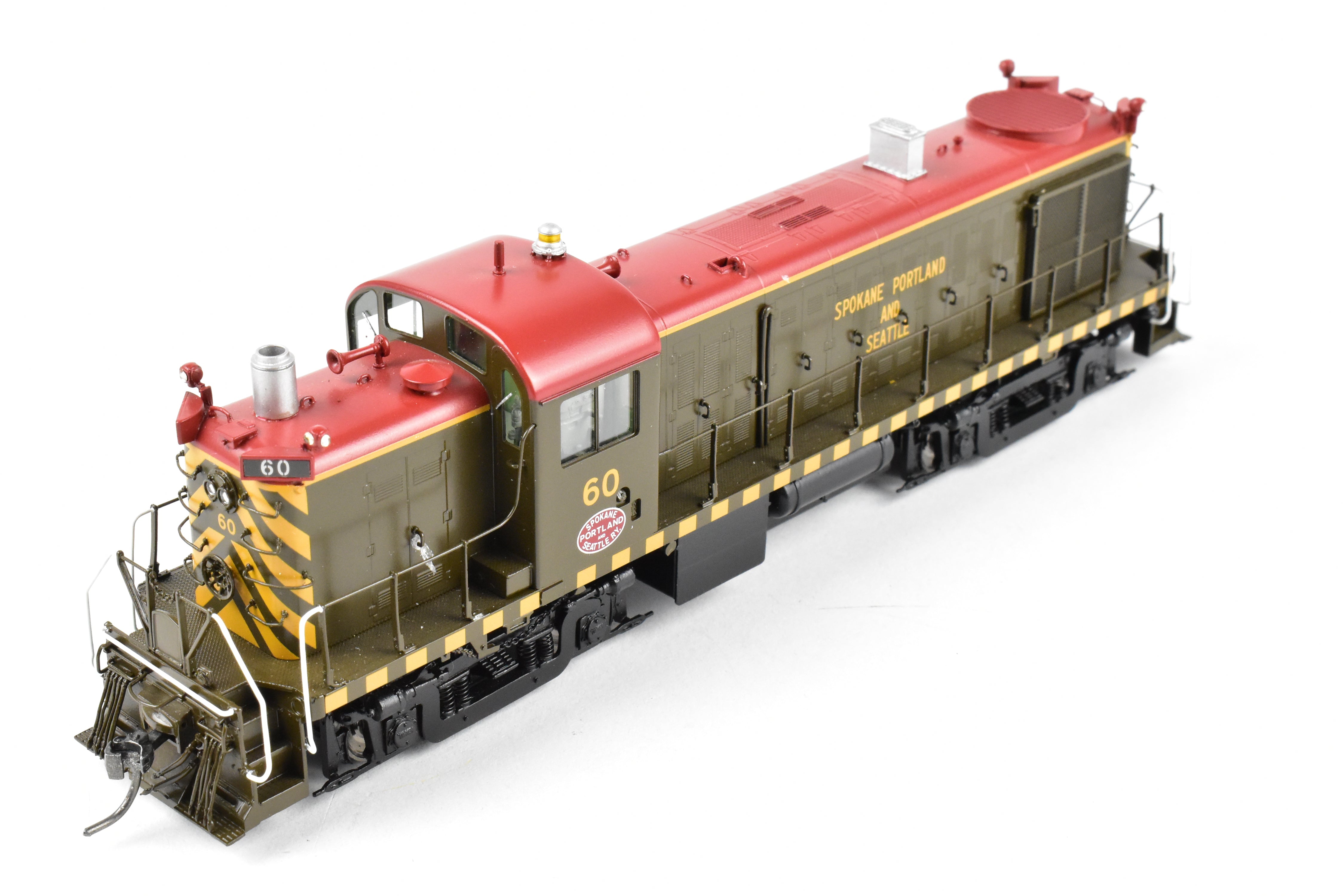 HO Scale Brass Model Train Engine - Division Point (DVP) SP&S (Spokane Portland & Seattle) Alco RS - 2 Factory Painted Tiger - Stripe Engine #60