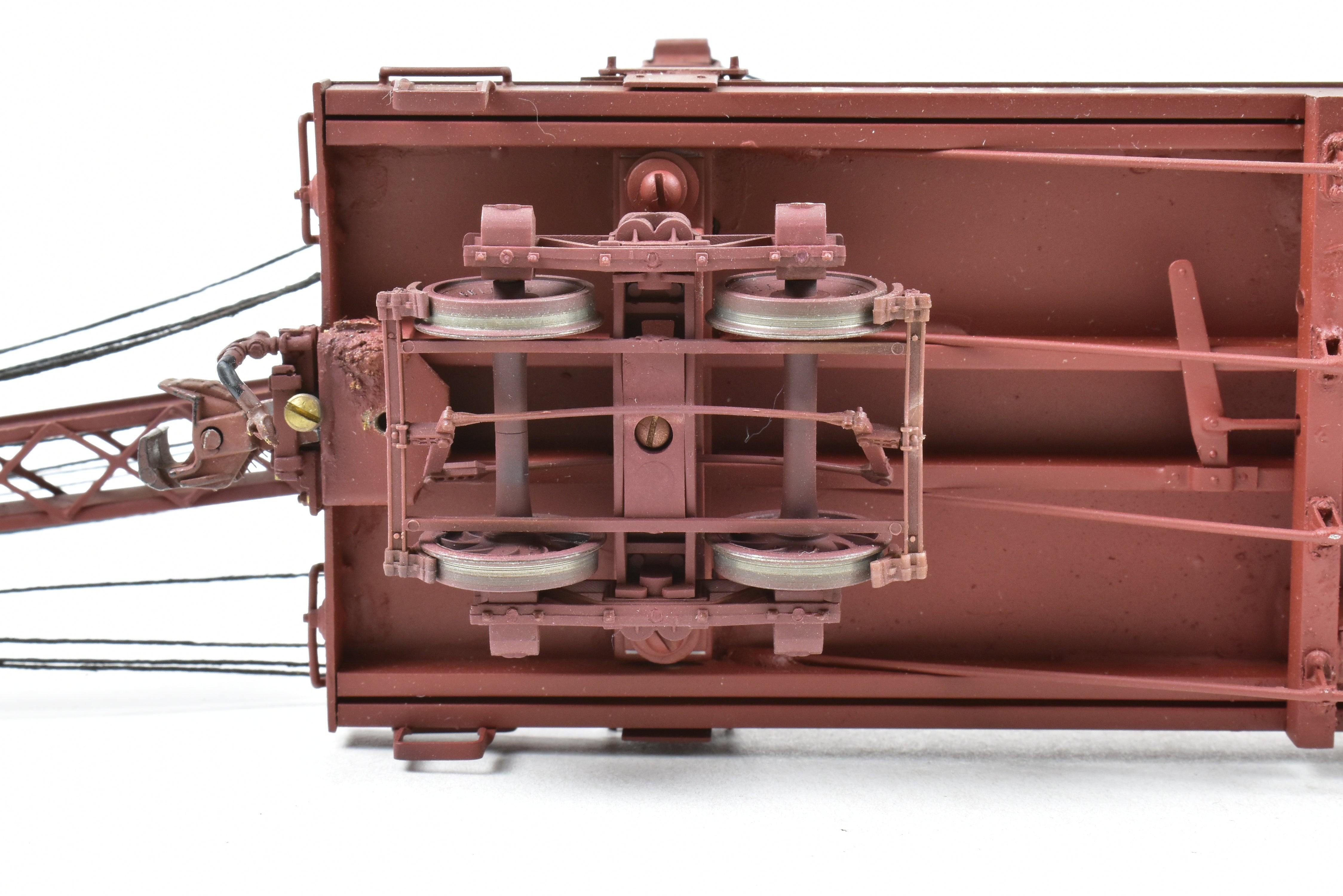 Custom Painted On3 Brass Model of D&RGW - Denver & Rio Grande Western Derrick OP with Idler Car by Westside Model Co.
