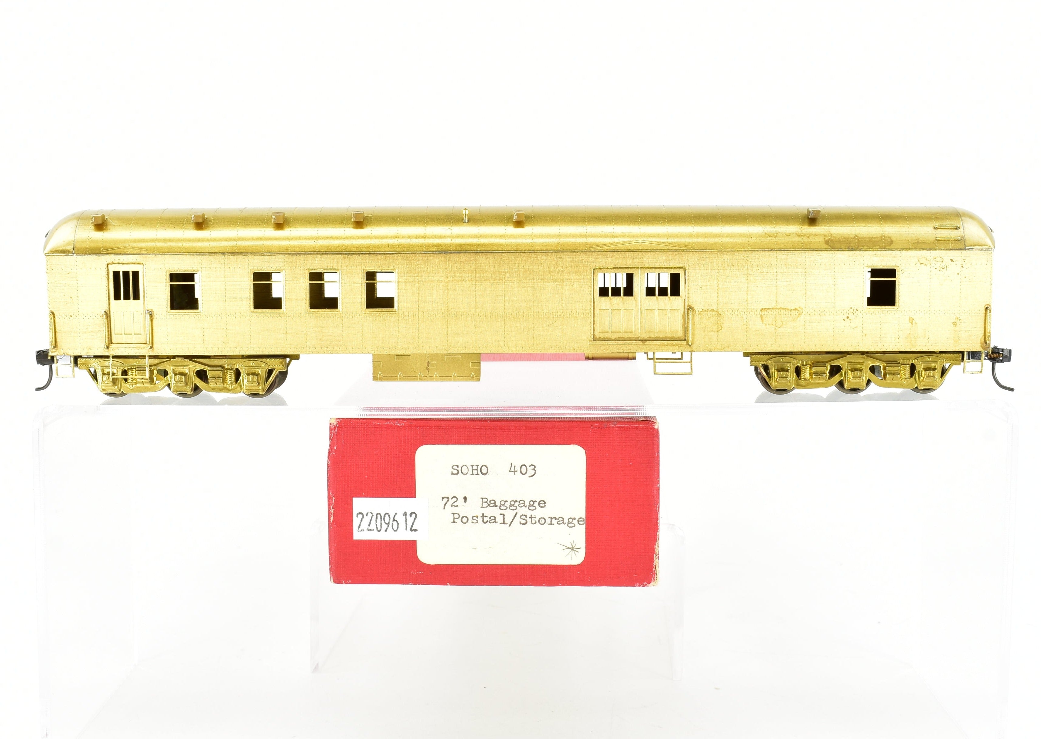 HO Scale Brass Model Train - Southern Pacific Harriman 72' Baggage Postal Storage Car by S. Soho & Co.