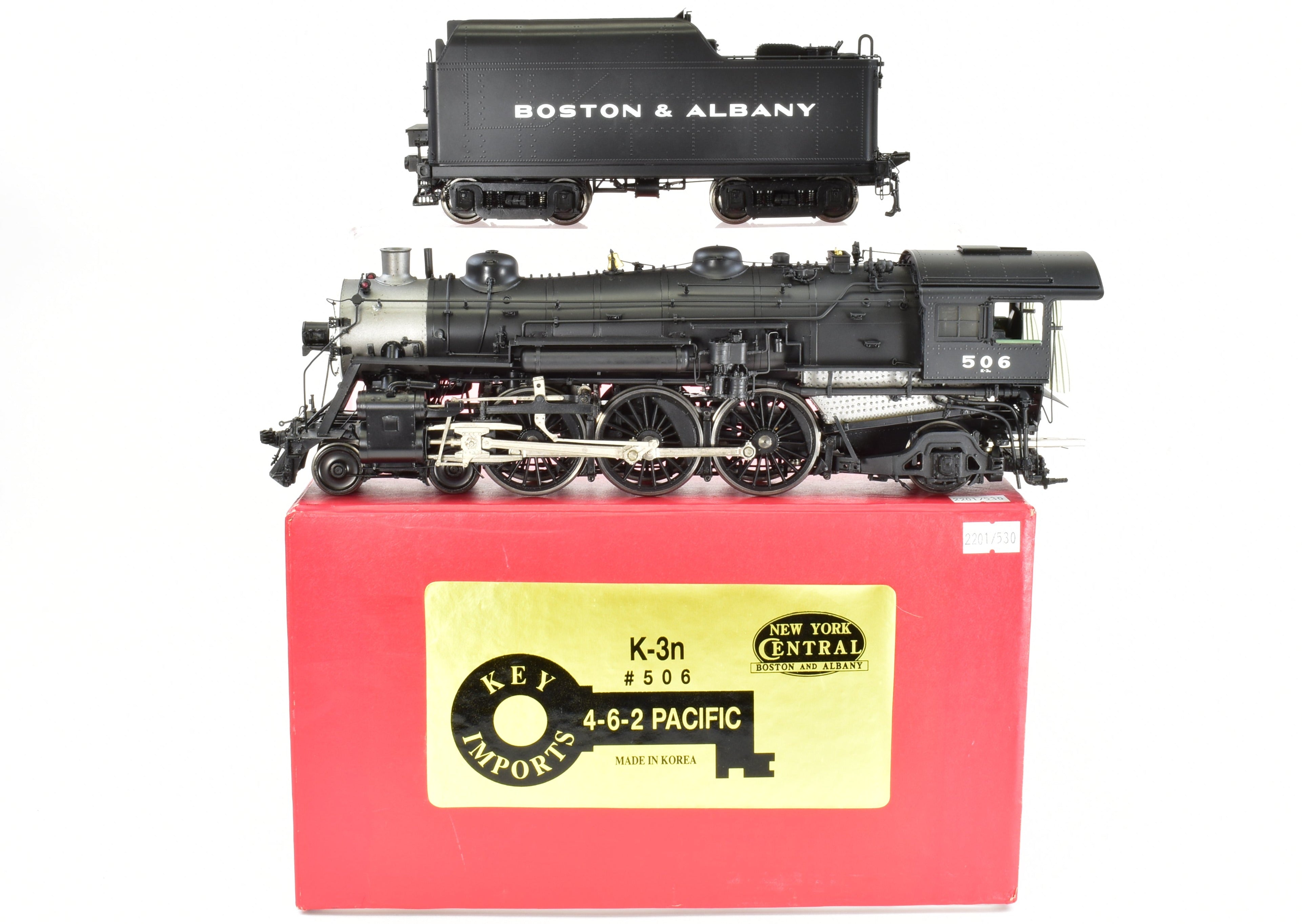 O Scale 1:48 Brass Steam Locomotive - Key Imports B&A - Boston & Albany K-3n 4-6-2 Pacific Factory Painted Model #506