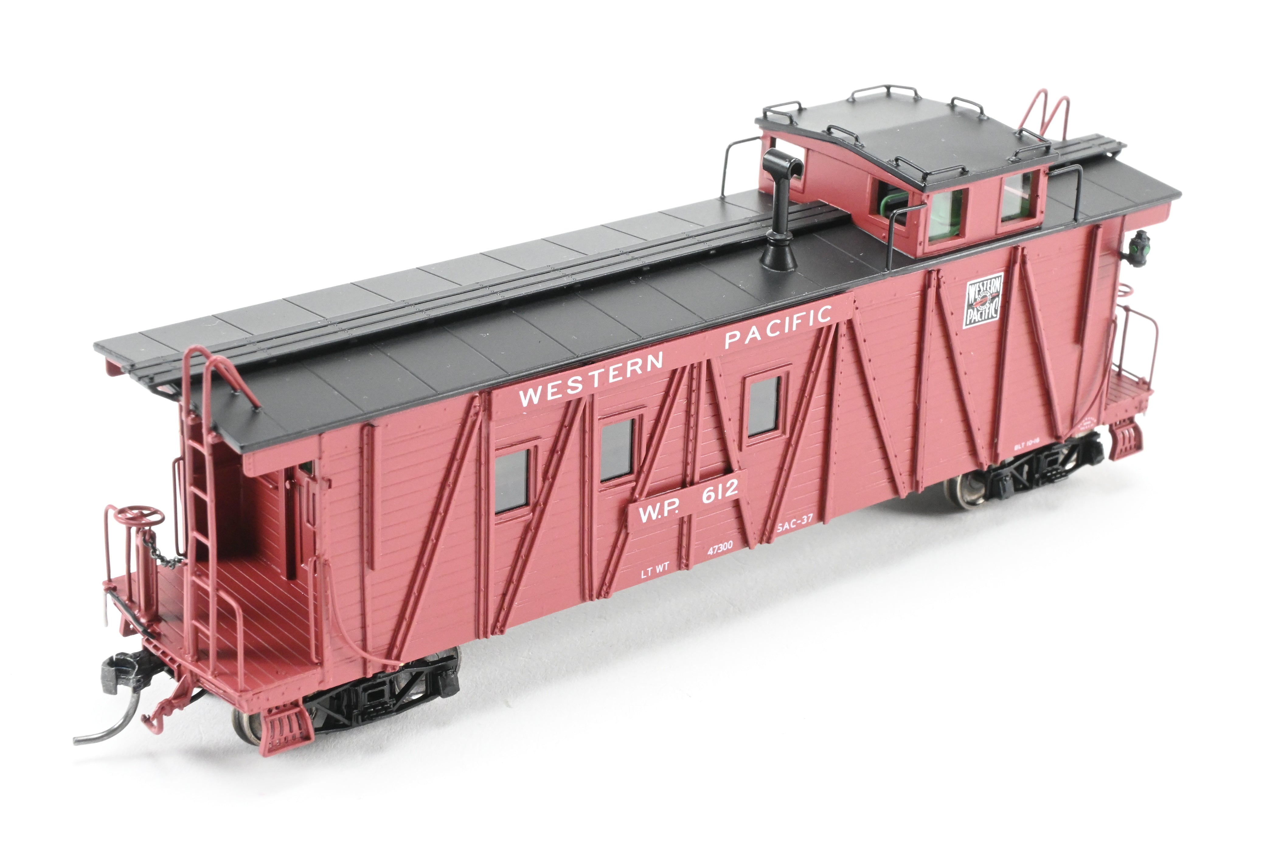 High - Quality HO Scale New Brass North Bank Line (NBL) and Western Pacific (WP) Caboose #612 with Recessed Ends and FP Brown Finish, Ideal for Model Train Enthusiasts