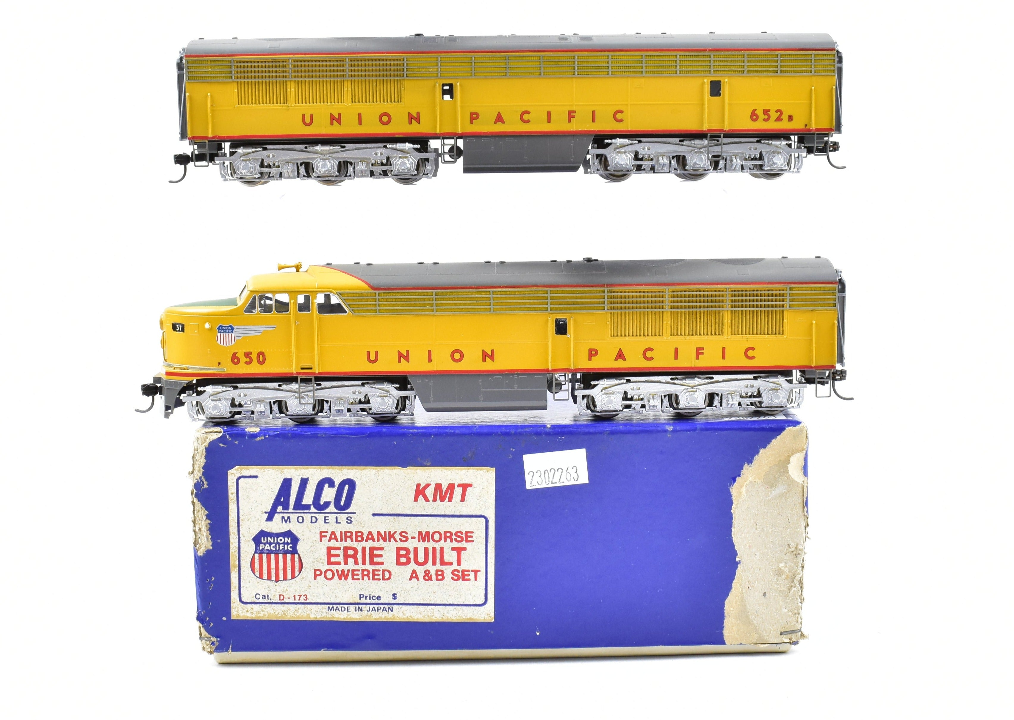 HO Scale Brass Alco Model Union Pacific (UP) FM Erie Built A/B Locomotive Pair - CP Series, Lightly Weathered Nos. 650 & 652B