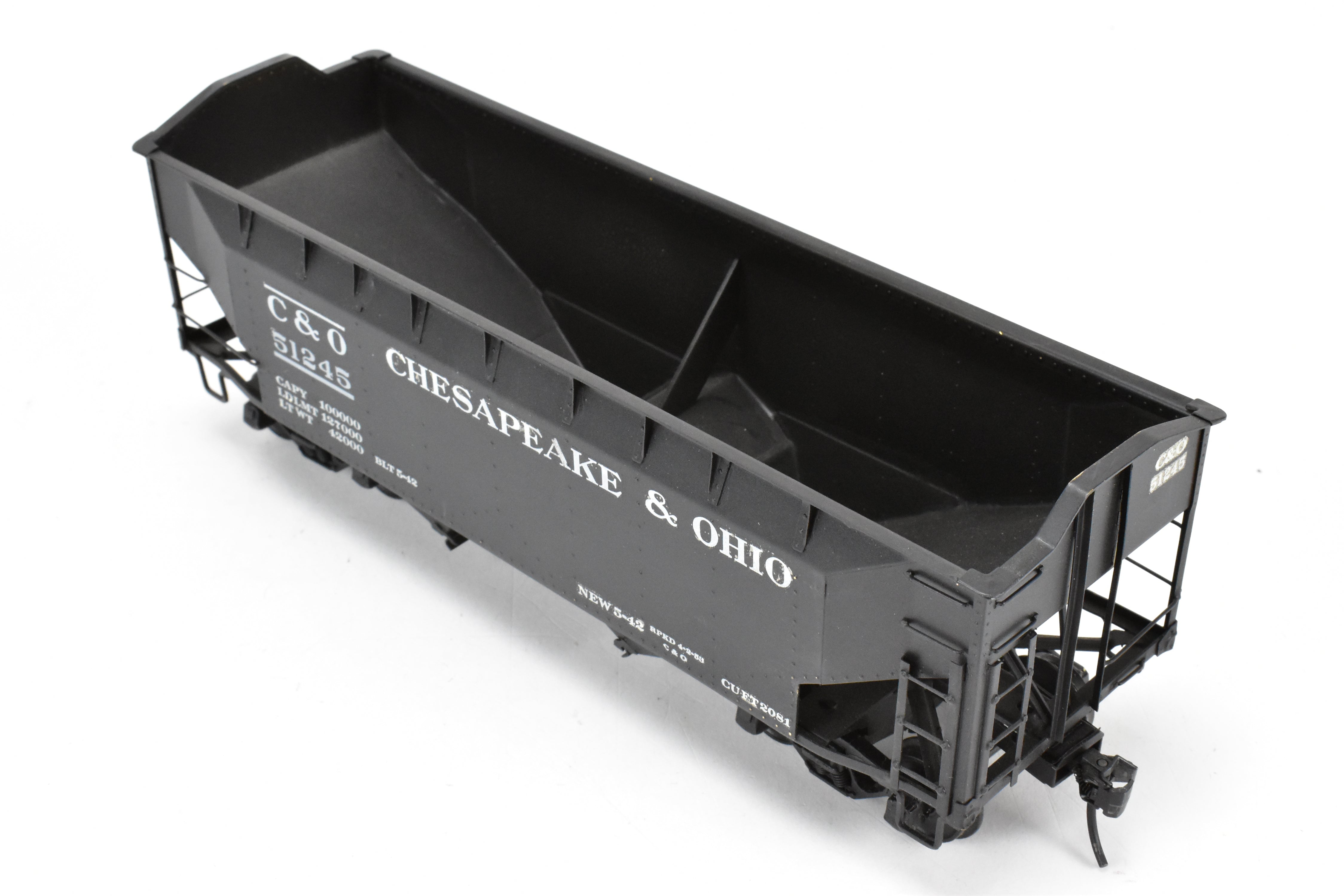 O Scale US Hobbies Brass C&O Offset Side Twin Hopper, Peaked Ends, CP No. 51245