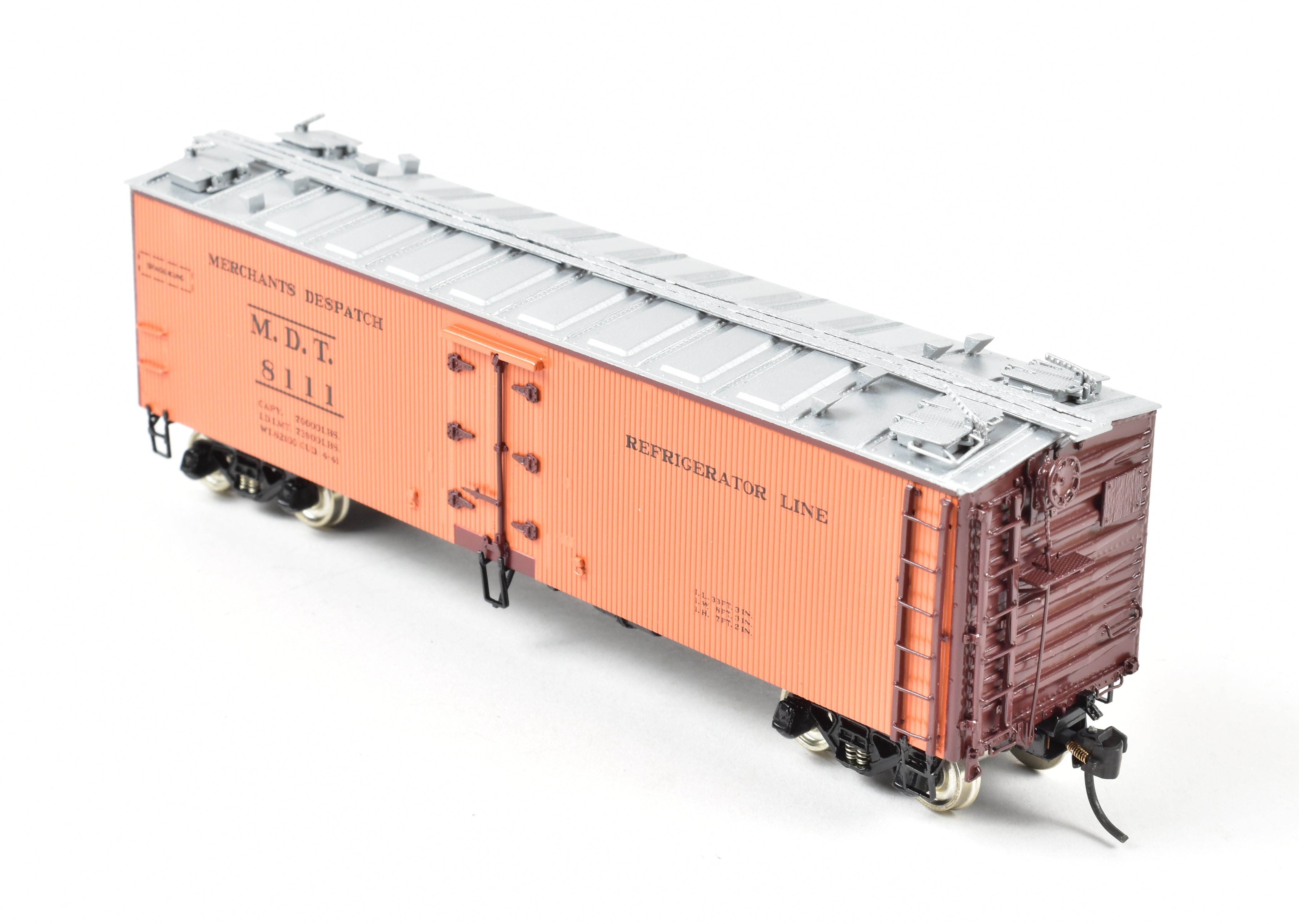 HO Scale Brass Merchants Despatch Composite Refrigerator Car Model by Overland Models, Inc. (OMI) with Various Road Designs and Part Number OMI - 3249.1