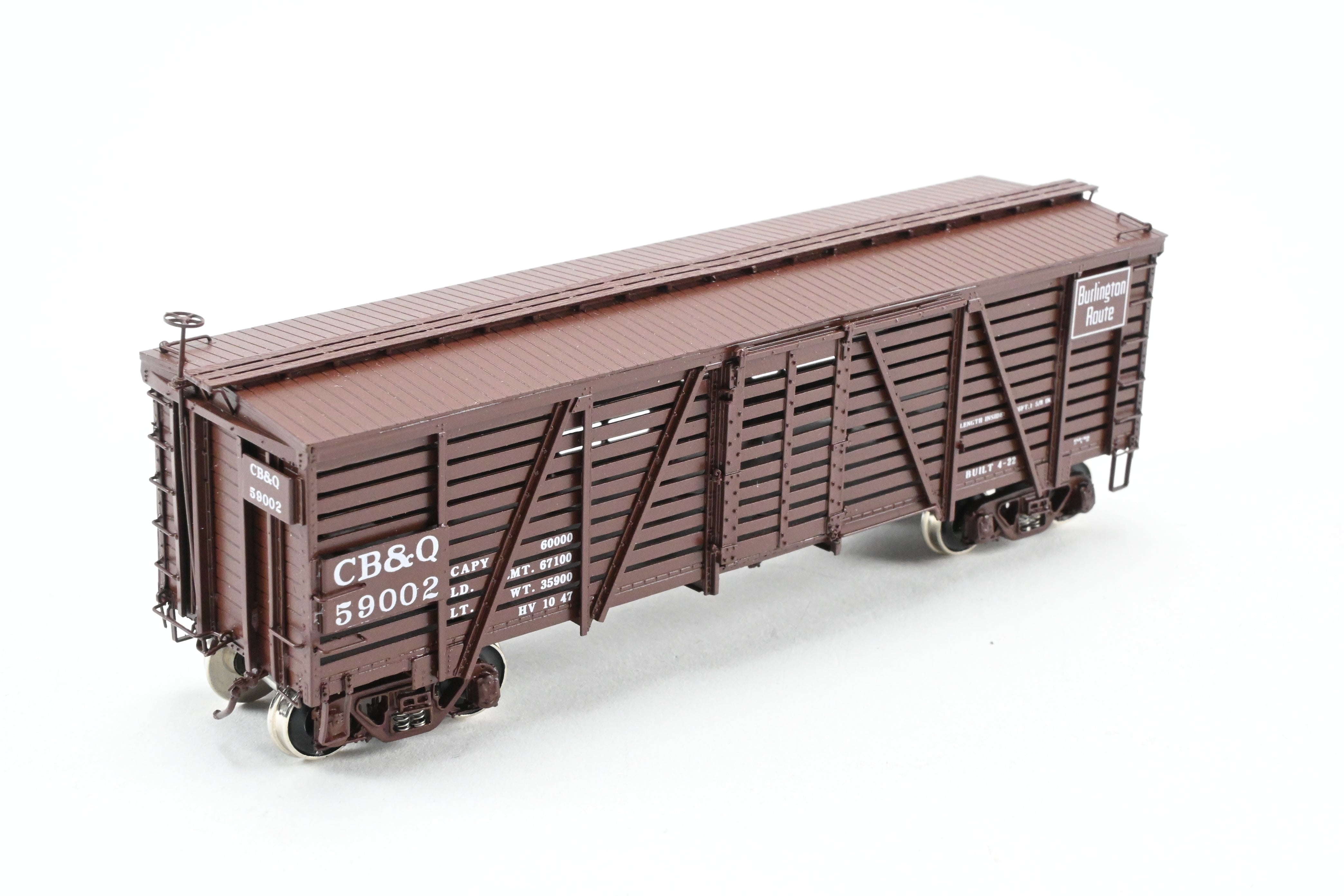 HO Scale Brass Challenger Imports CB&Q Burlington Route SM-16 36' Stock Car No. 59002