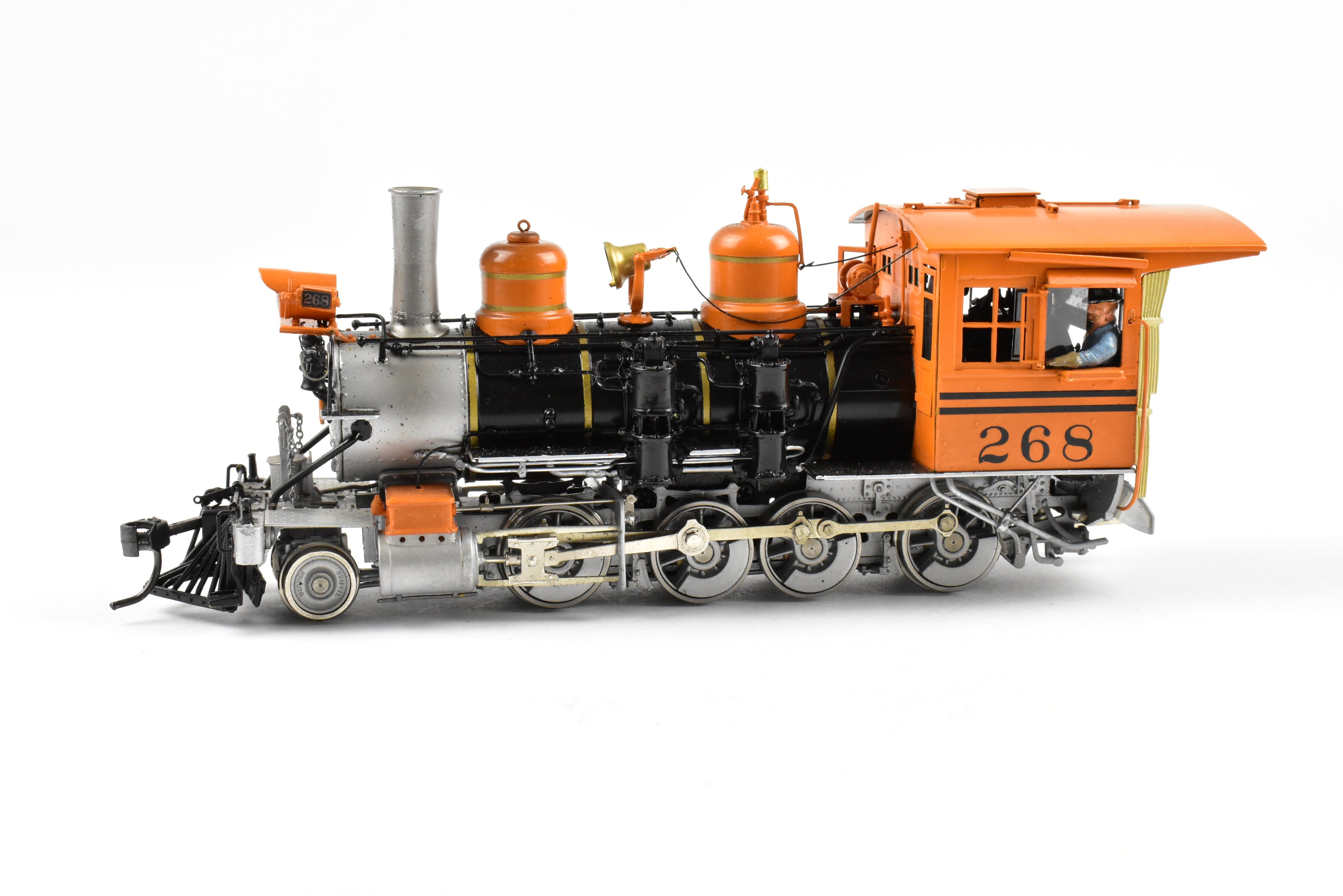 1989 Sn3 Brass Steam Locomotive Milestone Models D&RGW - Denver & Rio Grande Western Class C - 16 2 - 8 - 0 #268 with Bumblebee Scheme in Excellent Condition