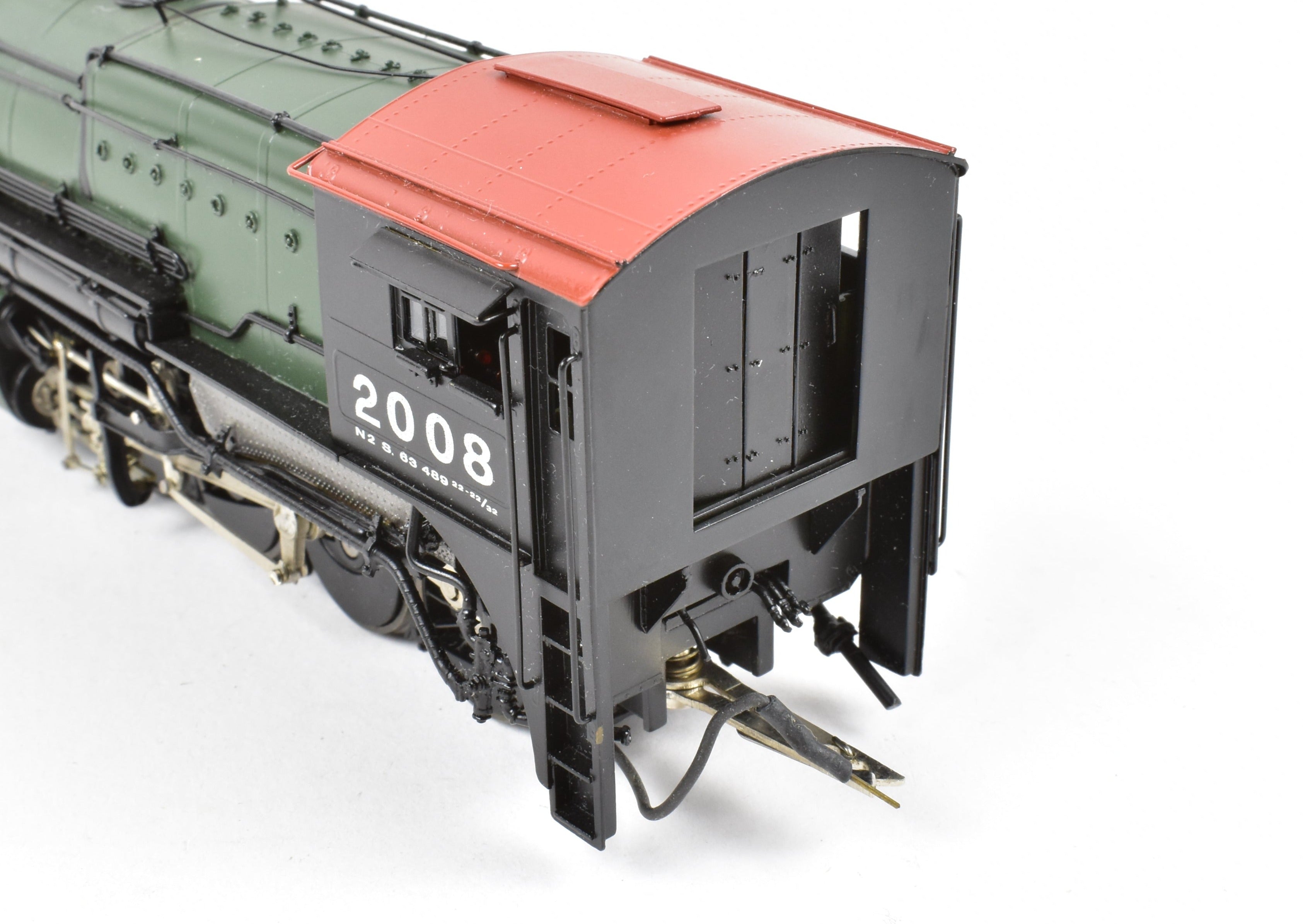 HO Scale Brass Model Train - Precision Scale Co. (PSC) Great Northern Class N - 2 2 - 8 - 8 - 0 Locomotive with Vestibule Cab in Glacier Park Painting Scheme
