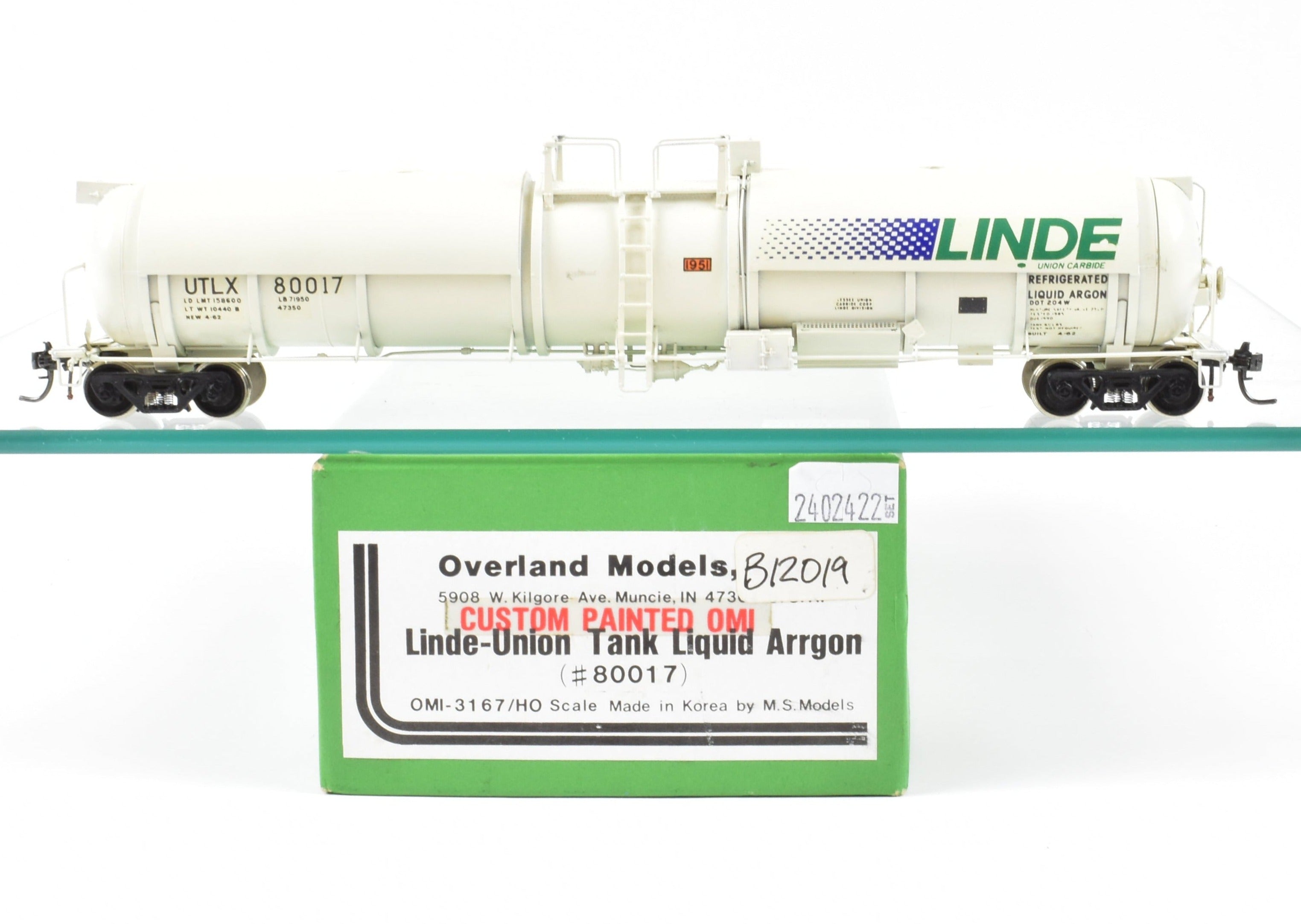 HO Brass OMI Overland Models Liquid Argon Tank Car #80017