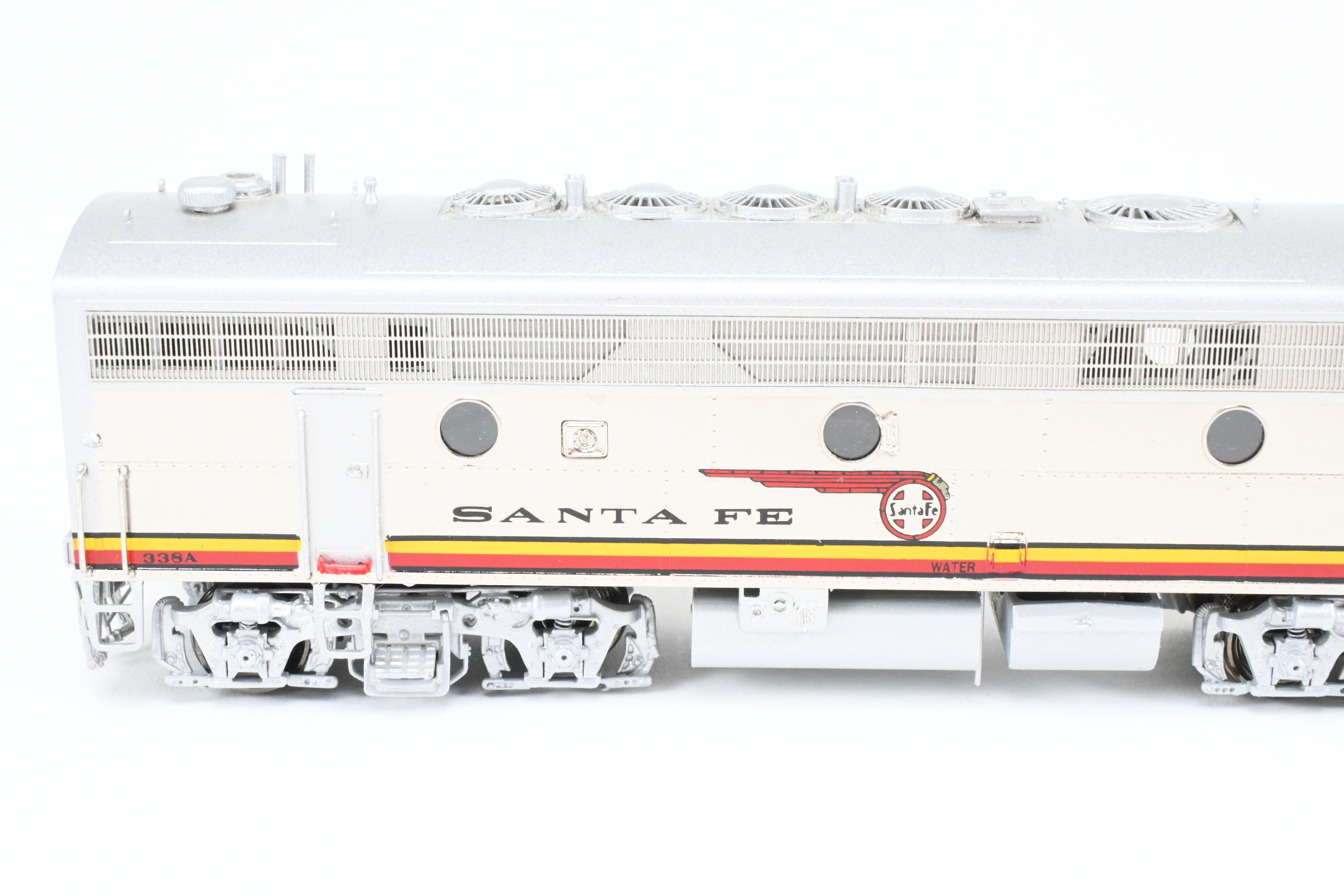HO Scale Brass Model Train Set - Overland Models Inc. ATSF - Santa Fe EMD F7 A - B - B - A Set #1 (1950's Era FP) with Cars #42L, 42A, 42B, 42C