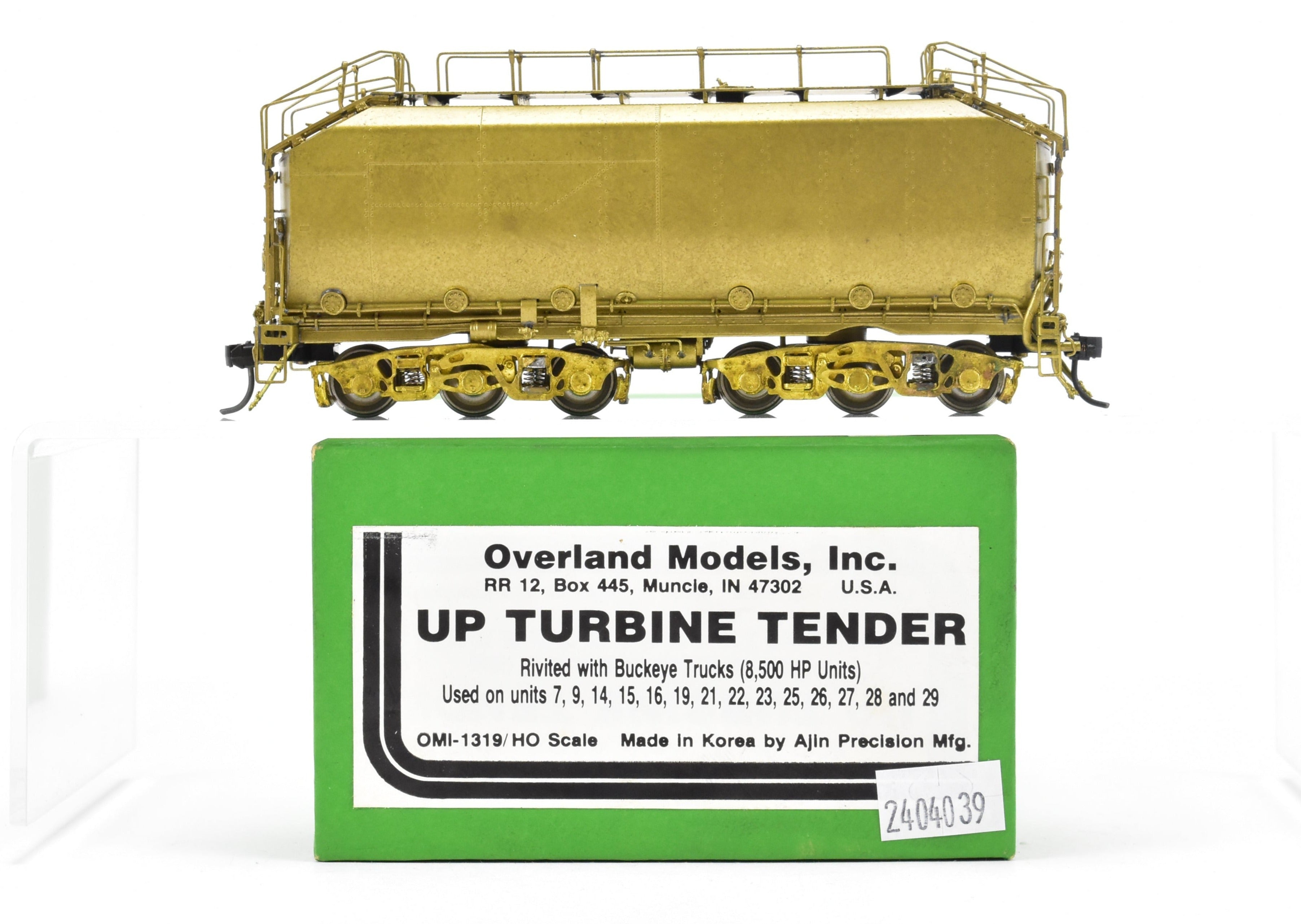 HO Scale Brass Union Pacific Gas Turbine Tender Model by Overland Models, Inc. (OMI)