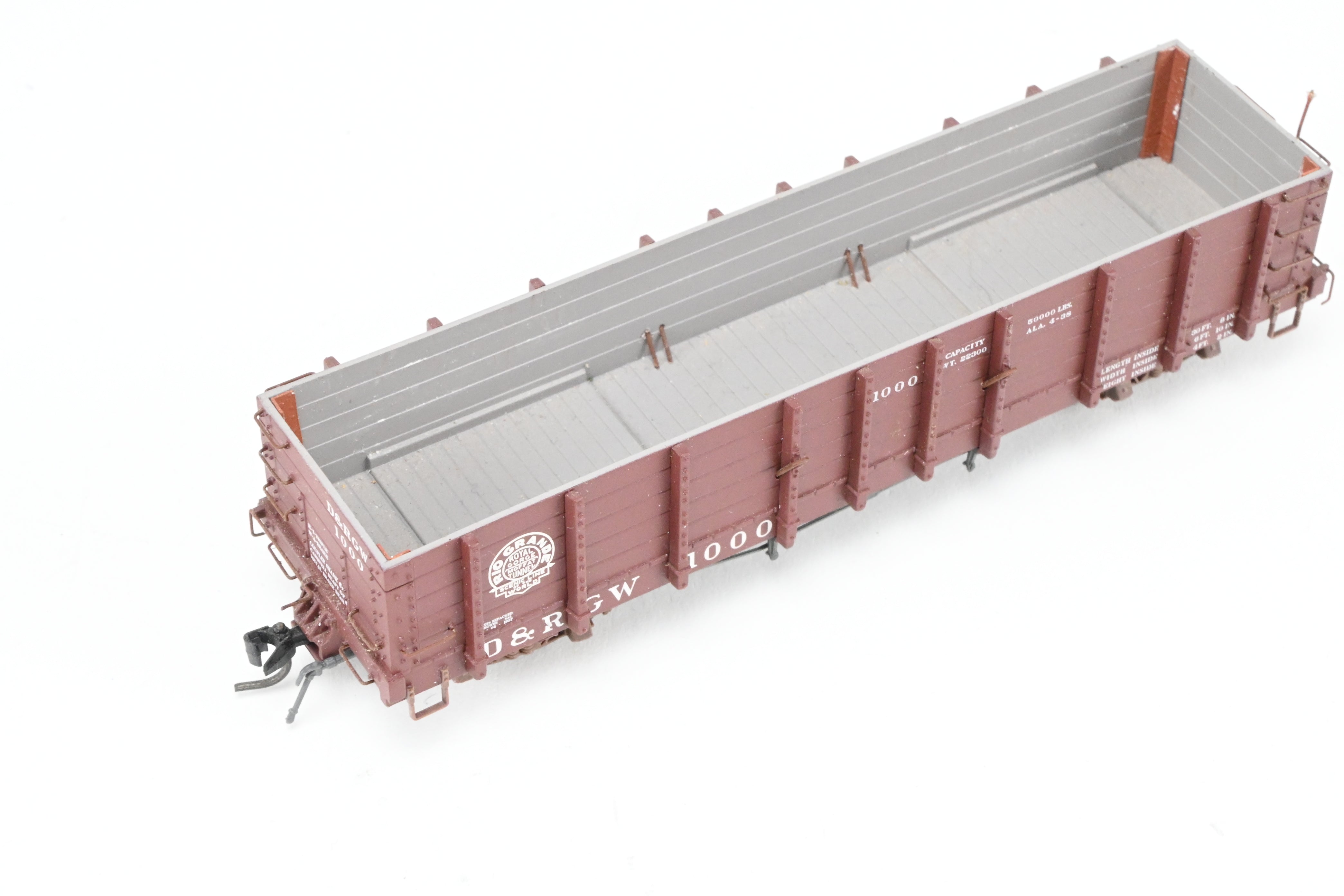 HOn3 Scale Blackstone Models D&RGW - Denver & Rio Grande Western High Side Gondola Model with Moffat Tunnel Herald No. 1000 and Missing Brake Wheel for Model Train Enthusiasts