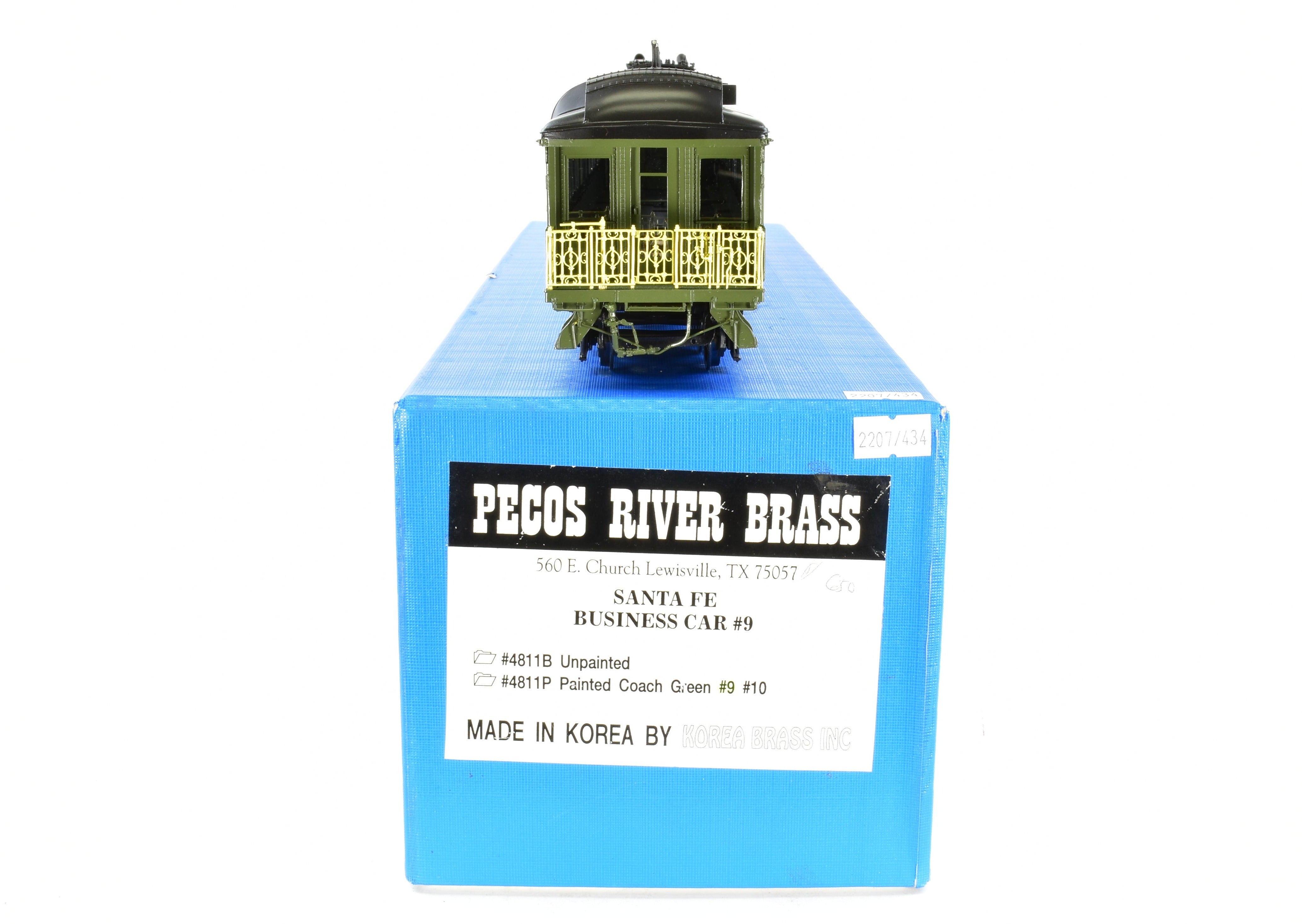 O Scale 1:48 Pecos River Brass ATSF - Santa Fe Heavyweight #9 Factory-Painted Business Car