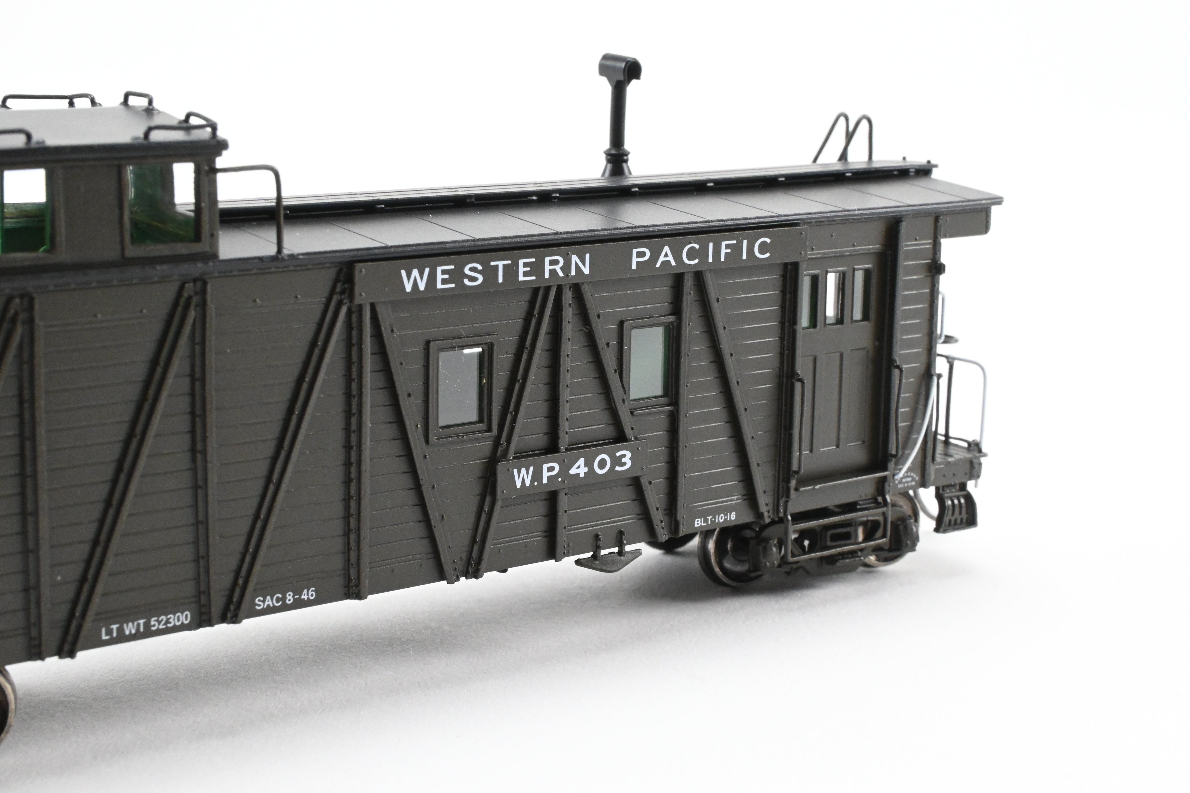 HO NEW Brass North Bank Line WP Western Pacific #403 Pullman Green Caboose with Side Door