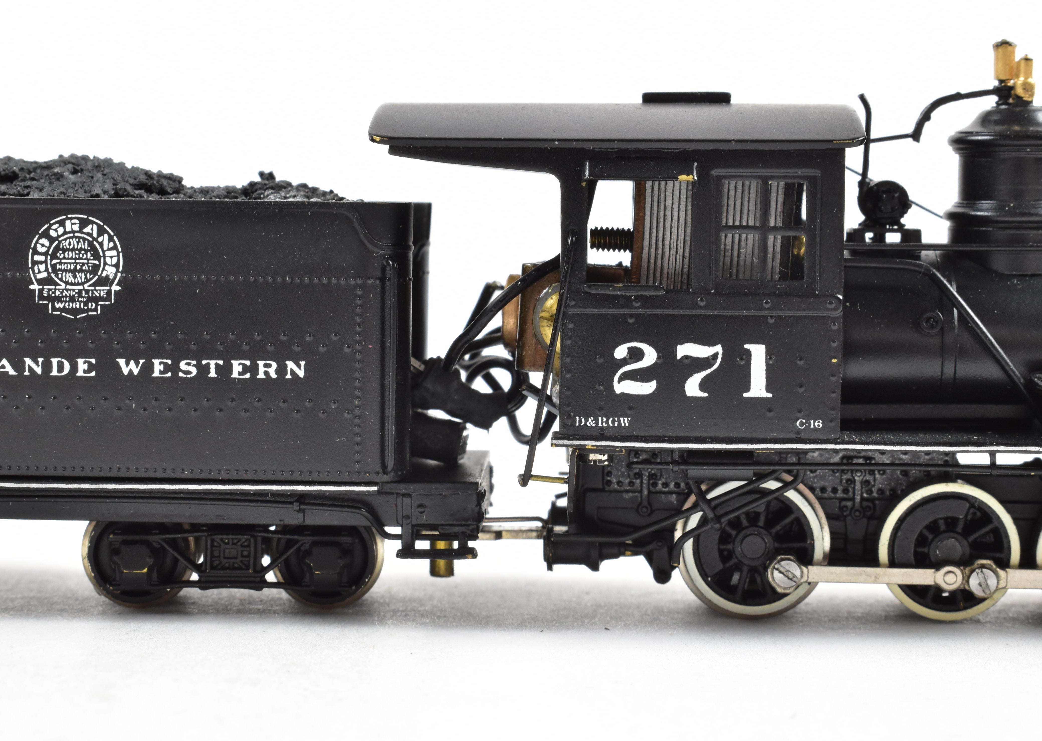 HOn3 Brass Westside D&RGW C-16 2-8-0 #271 with SoundTraxx Tsunami DCC
