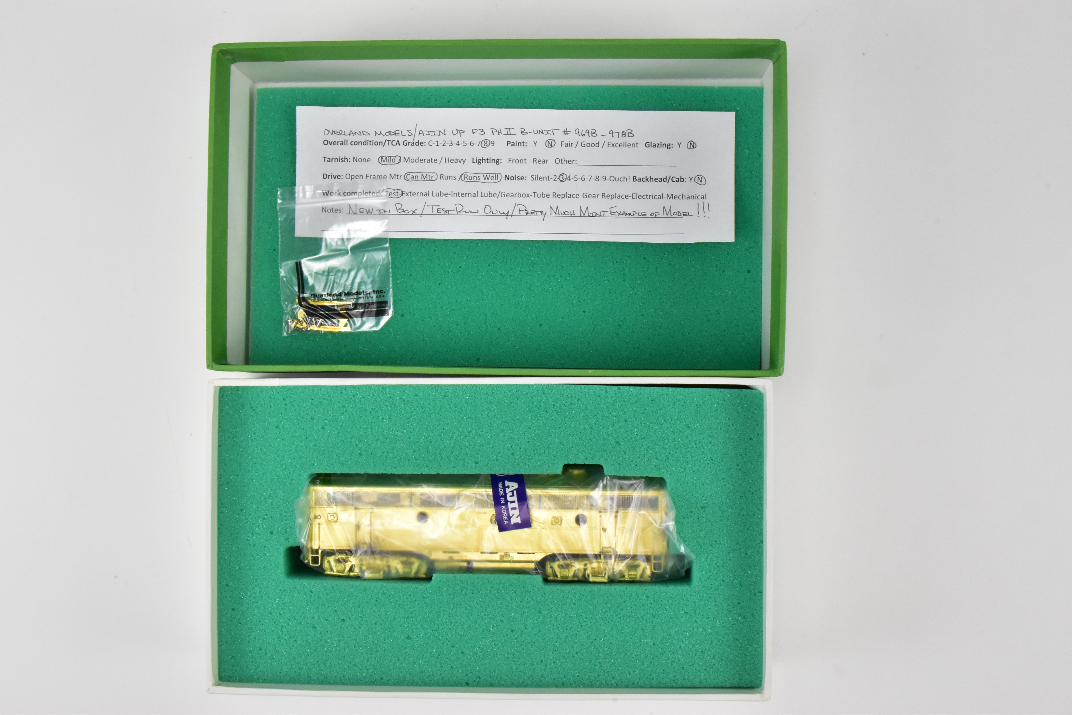 High - Quality HO Scale Brass Model Train - Overland Models Inc. Union Pacific EMD F - 3 PH II B Unit for Model Train Enthusiasts
