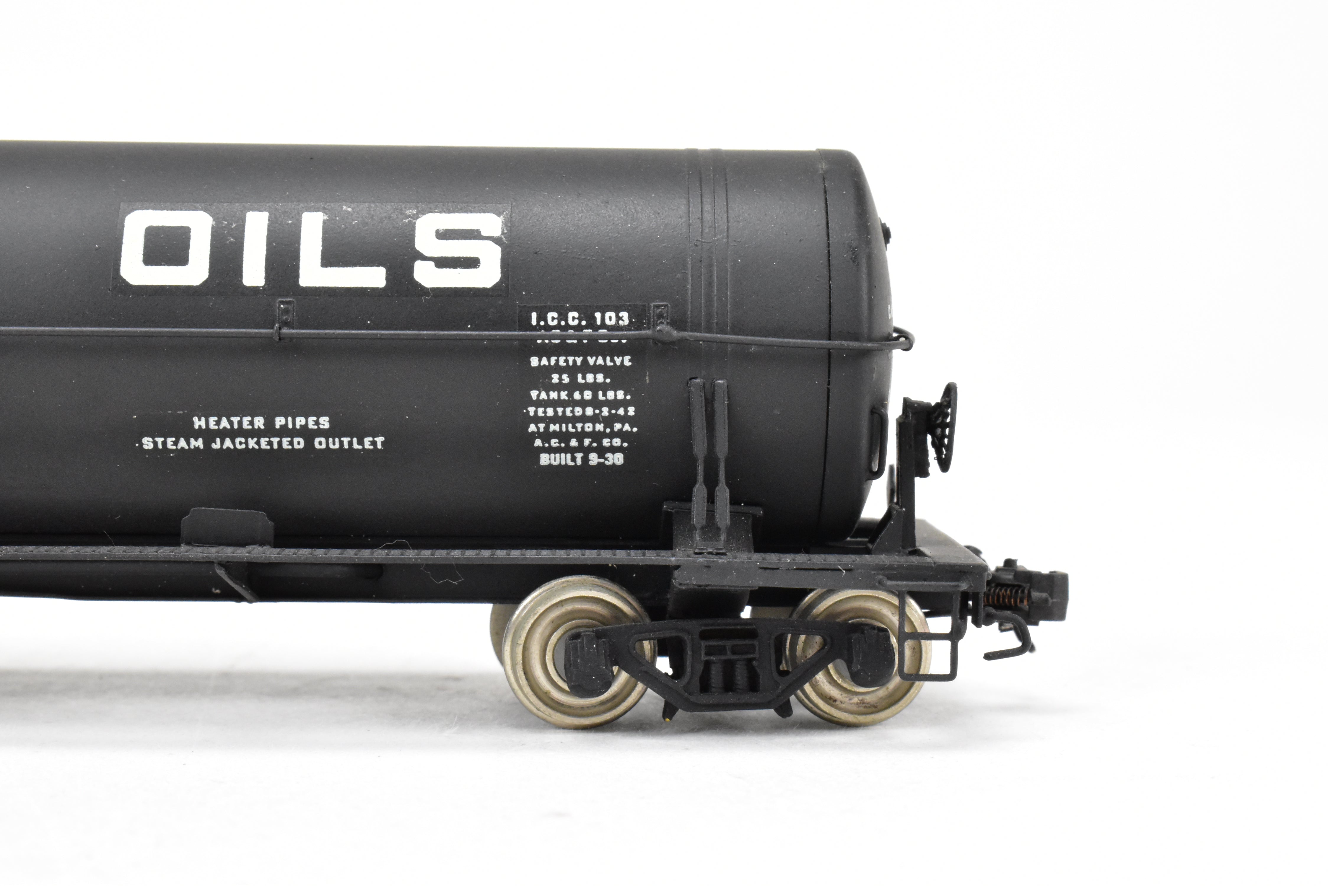 HO Scale Brass Precision Scale Co. (PSC) 16,000 Gallon Tank Car with Various Roads and Sun Oils Decals for Model Trains