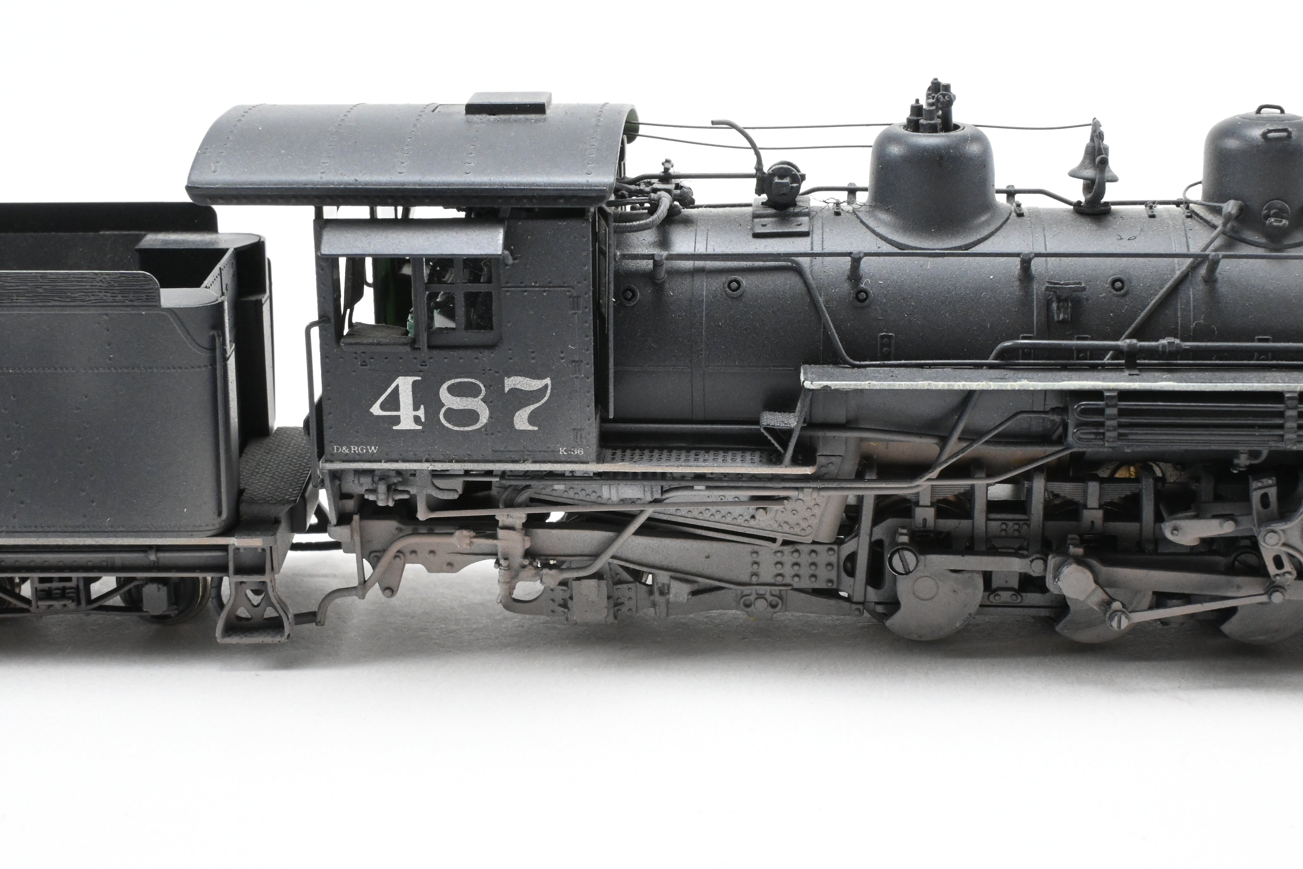 HOn3 Scale Brass Precision Model Train - Denver & Rio Grande Western K-36 CP No. 487 Flying Grande with Weathered Finish by Precision Scale Co.