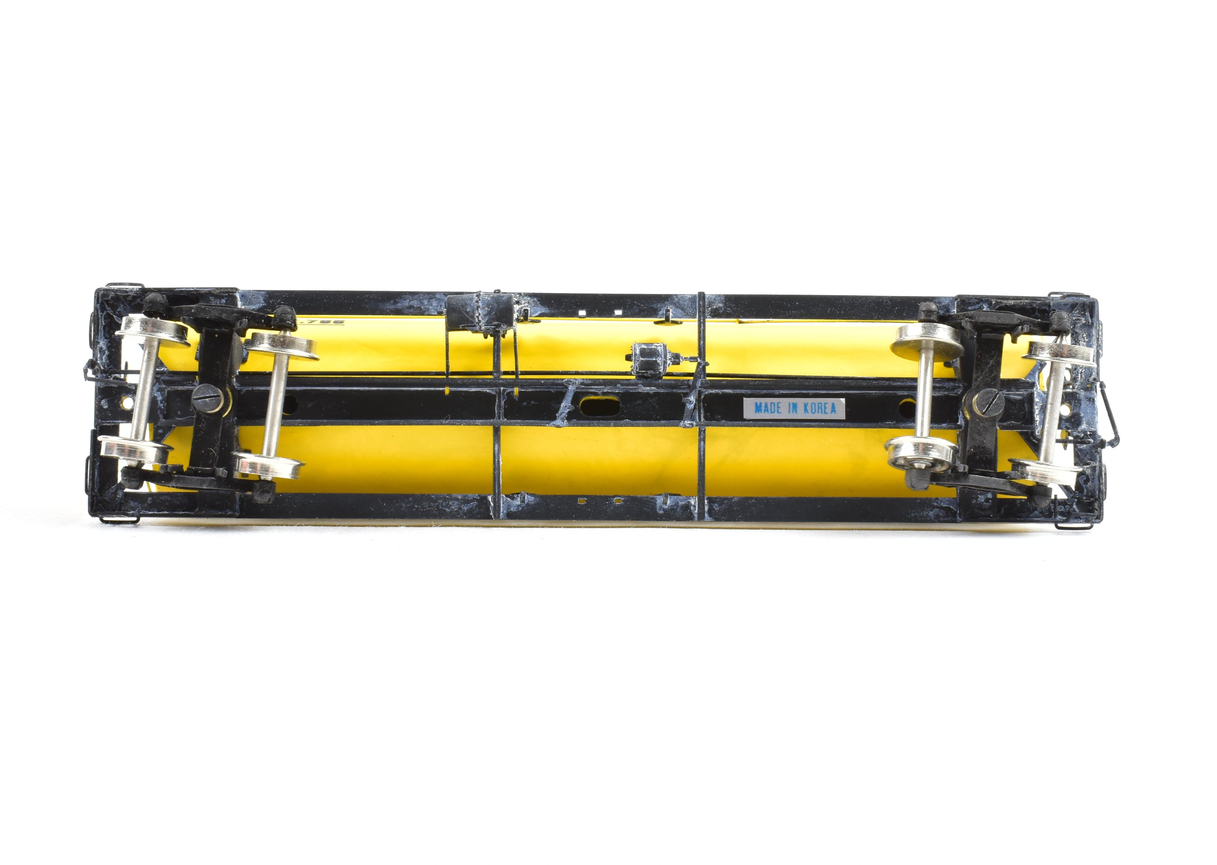 HO Scale Brass Precision Scale Co. (PSC) 12,000 Gallon Tank Car Factory-Painted in Yellow for Union Carbide, Various Roads Model