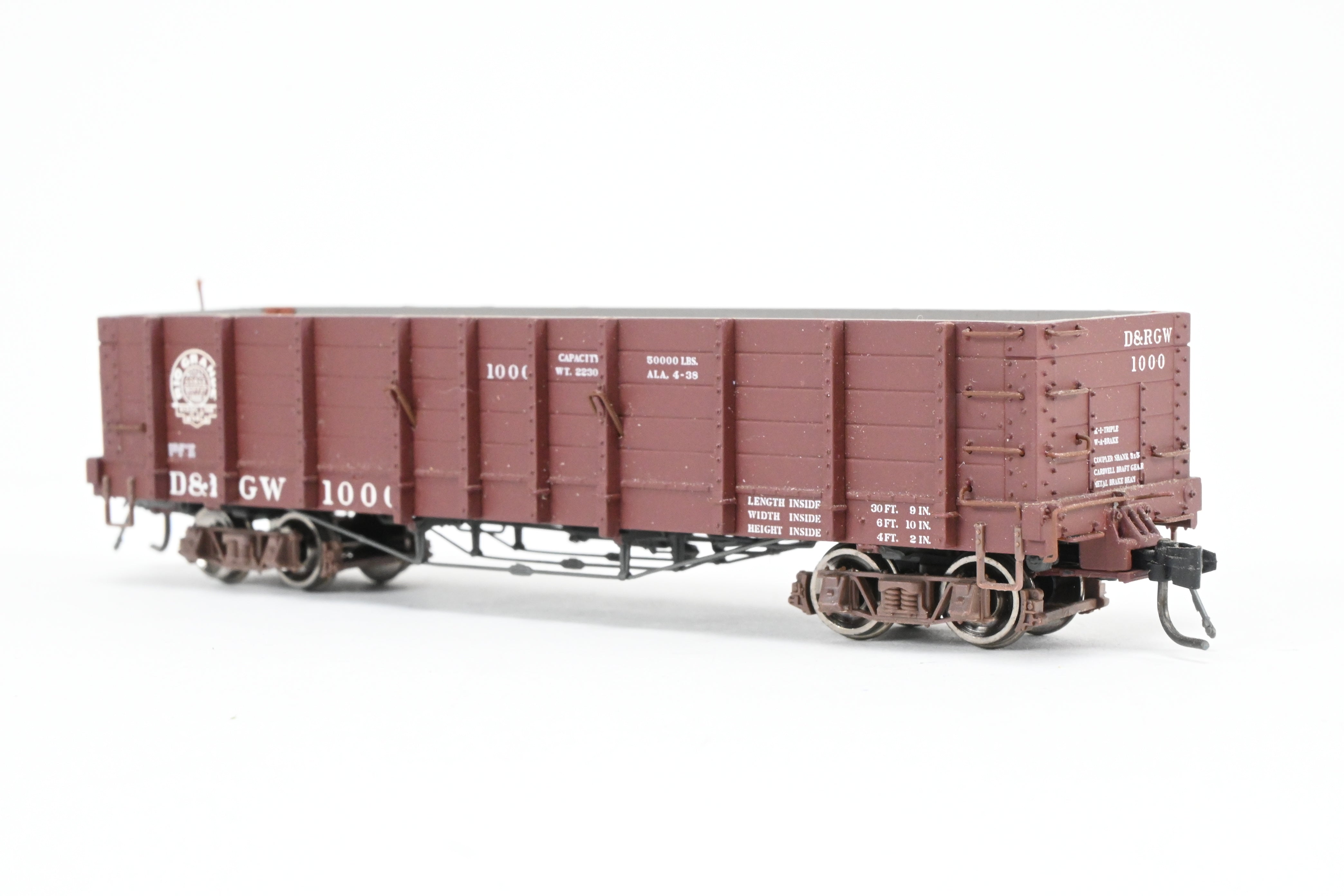 HOn3 Scale Blackstone Models D&RGW - Denver & Rio Grande Western High Side Gondola Model with Moffat Tunnel Herald No. 1000 and Missing Brake Wheel for Model Train Enthusiasts