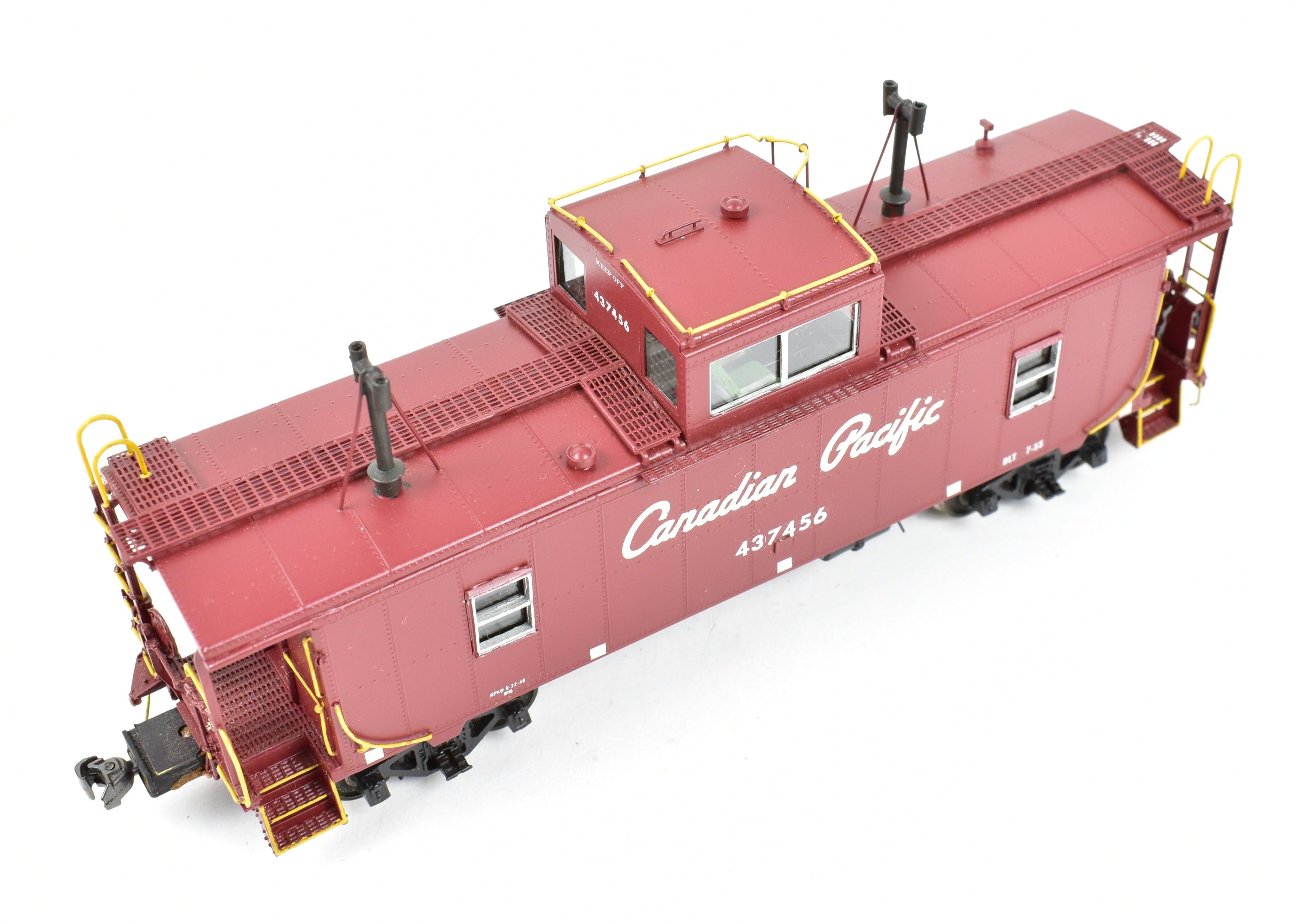 HO Scale Brass OMI - Overland Models, Inc. Canadian Pacific Railway Steel Caboose with Centered Straight Cupola Professionally Painted #437456
