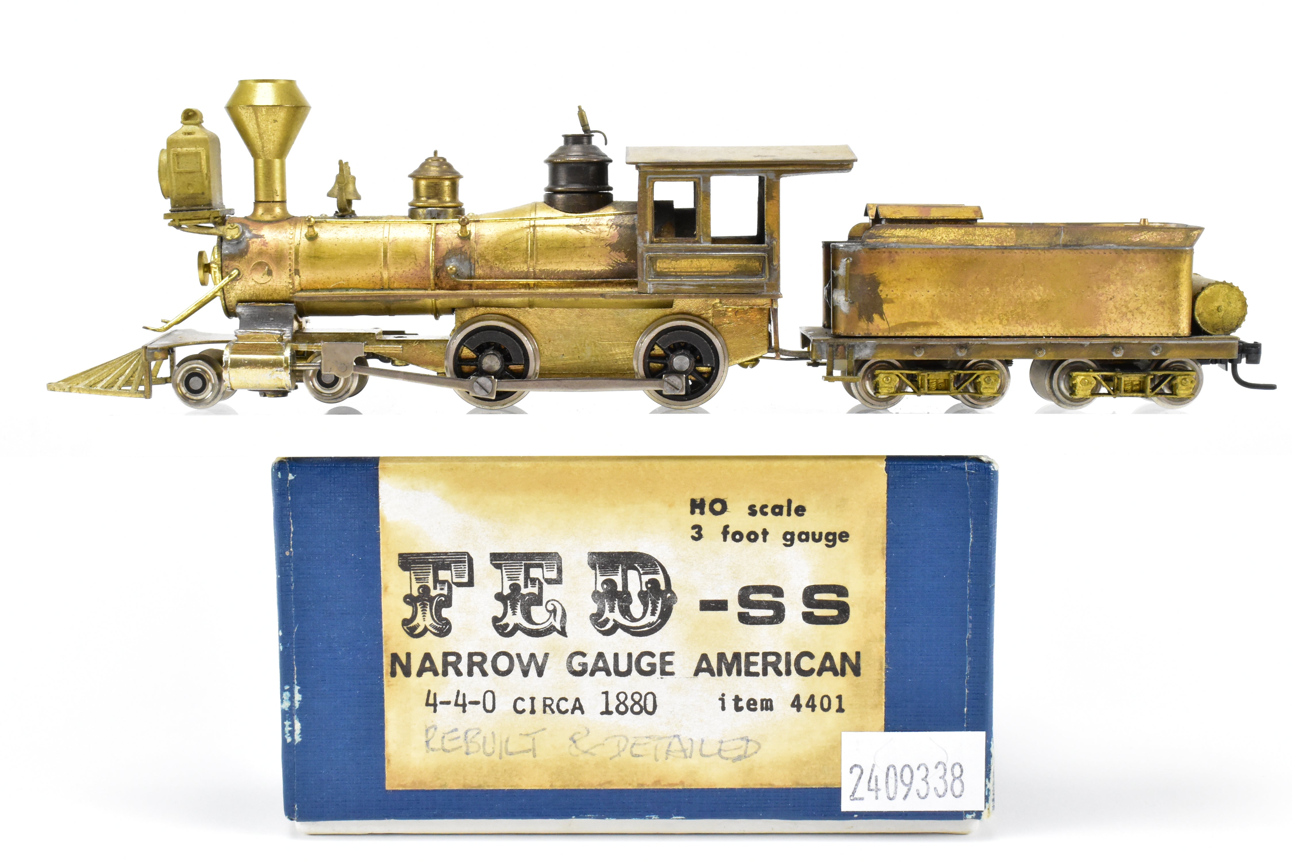 HOn3 Scale Brass American 4-4-0 Steam Locomotive by Far East Distributors (FED) Circa 1880 with Modified Details