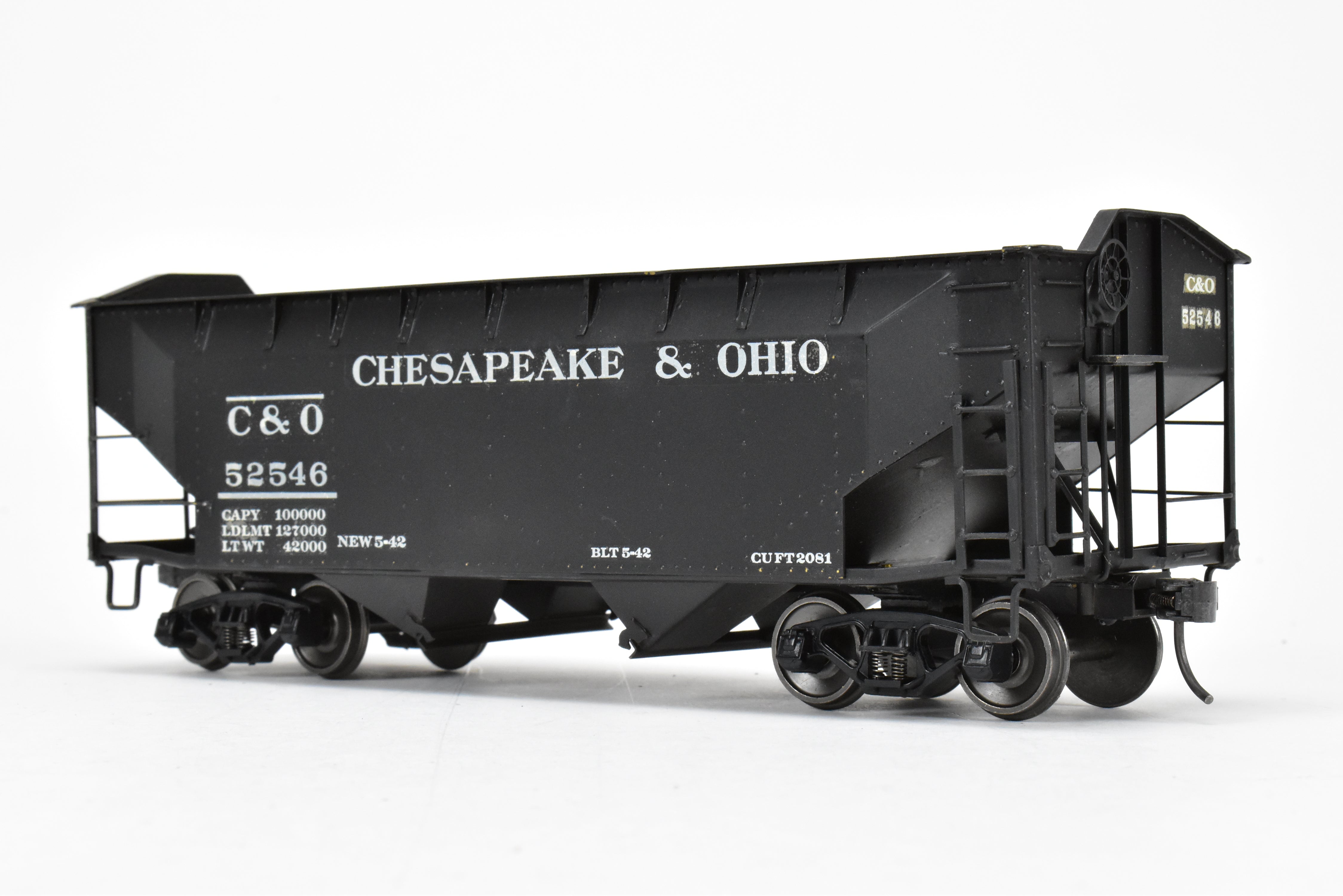 O Scale US Hobbies Brass C&O Offset Side Twin Hopper w/Peaked Ends, CP No. 52546