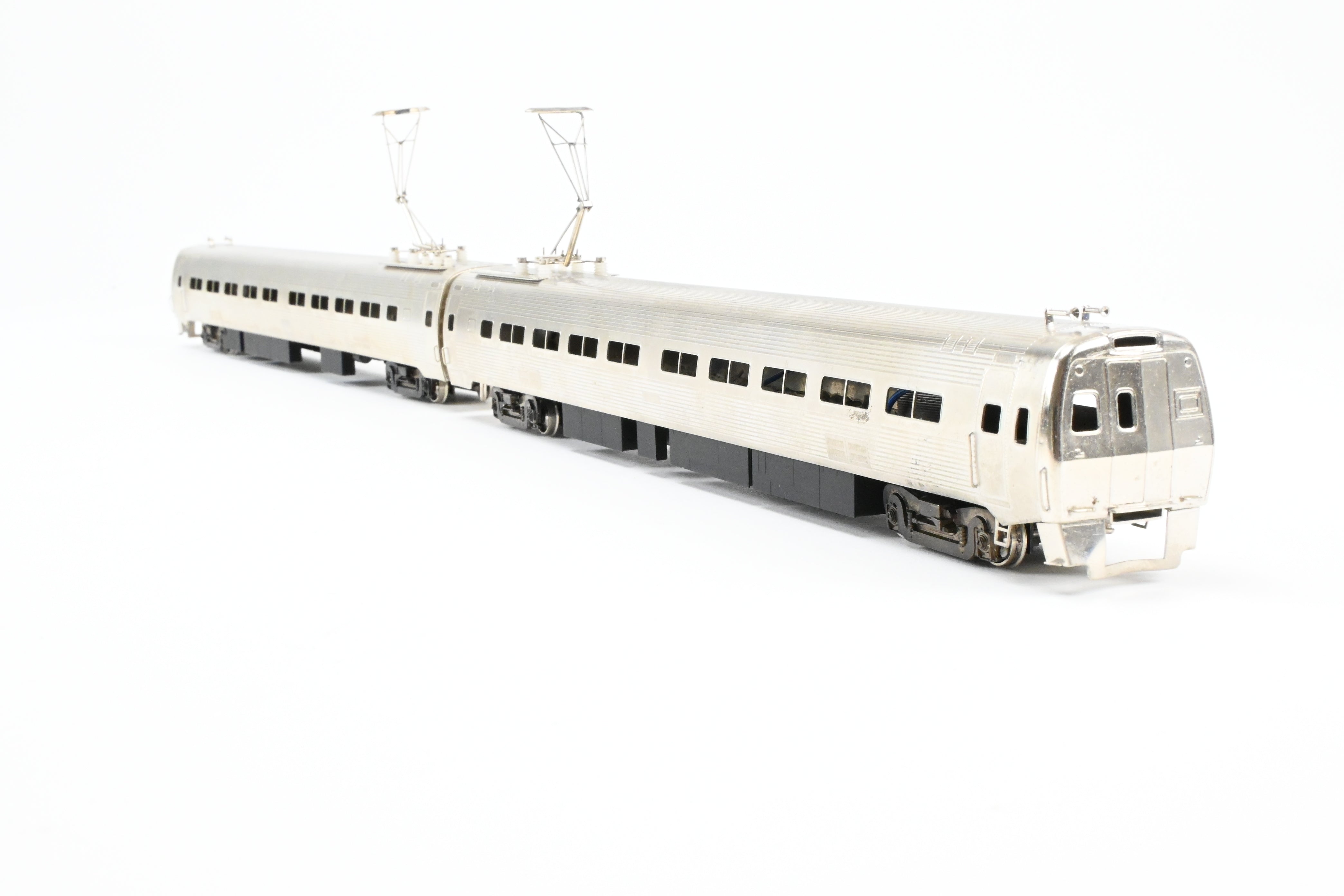 HO Scale Brass Gem Models Collectible PC - Penn Central/Amtrak Budd Metroliner 2-Car Set (1 Powered and 1 Non-Powered) with Factory Plated and Unlettered Finish