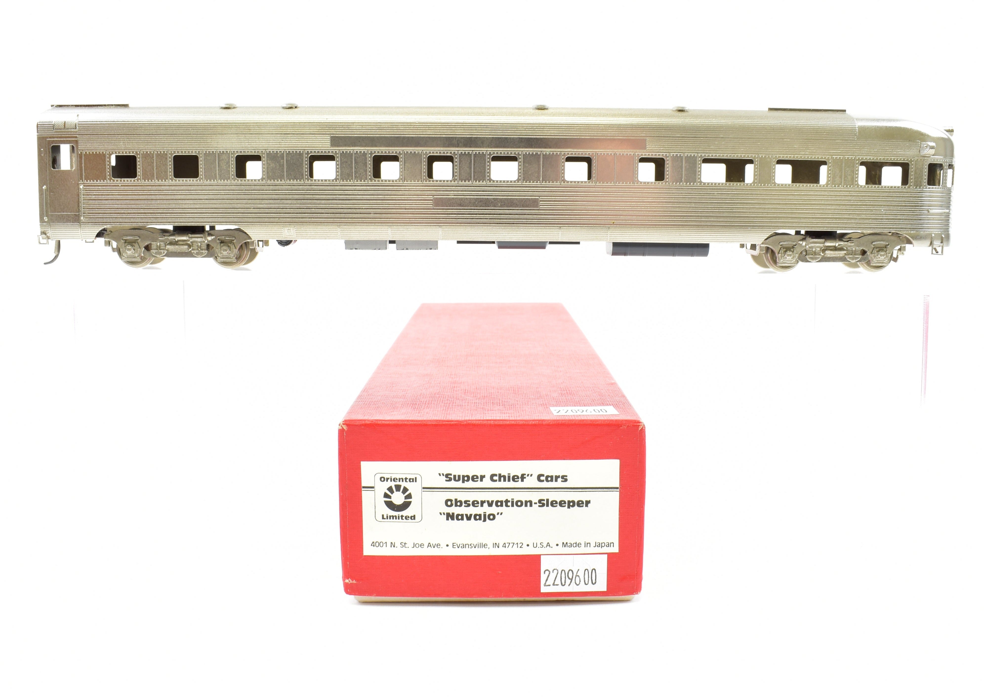 HO Scale Brass Model Train - Oriental Limited ATSF Santa Fe Super Chief Observation Sleeper Car Navajo