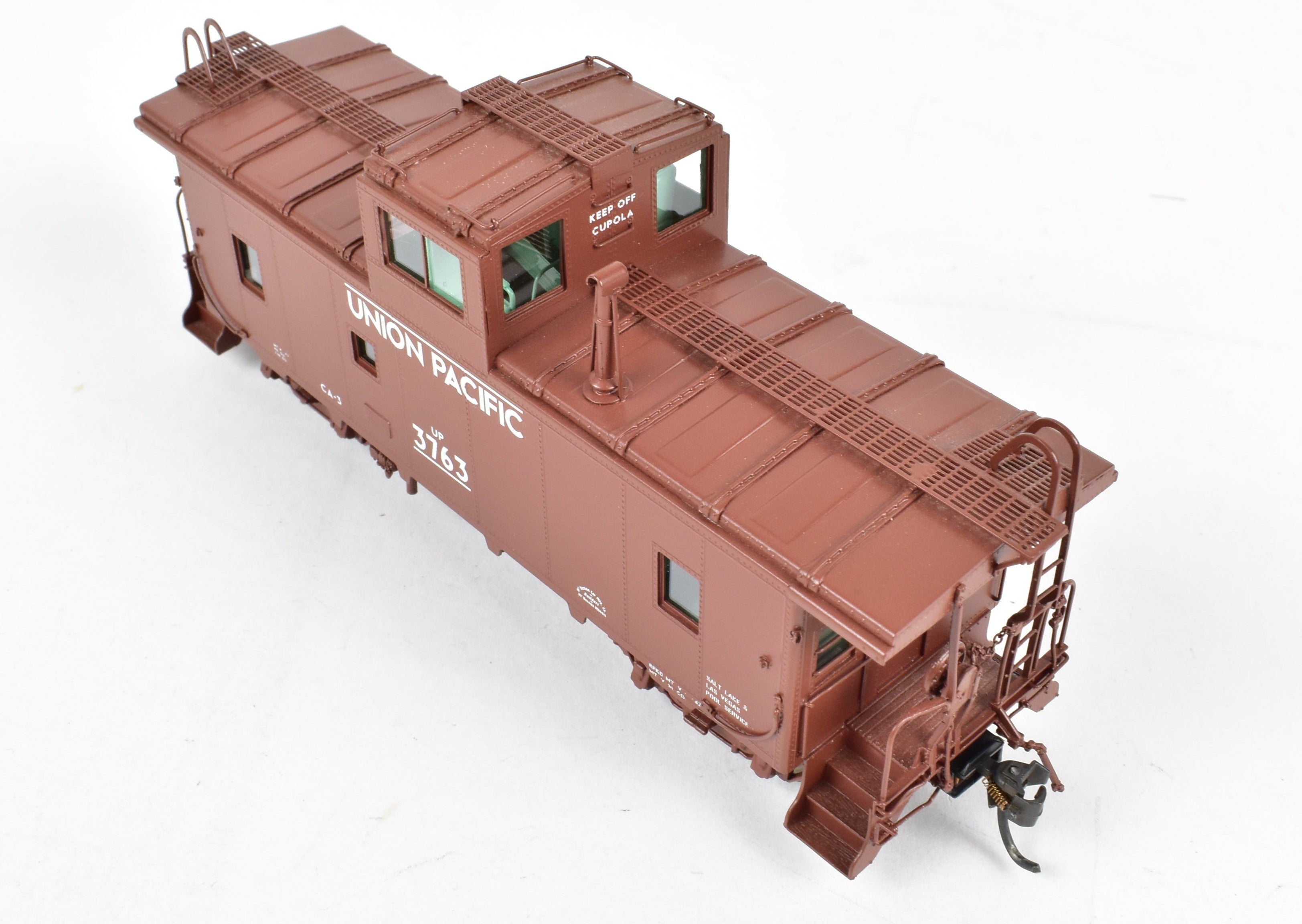 HO Scale Brass Union Pacific CA - 3 Caboose Model by Overland Models, Inc. (OMI), 2000 Run, Freight Car Red with Original White Lettering, FP No. 3763